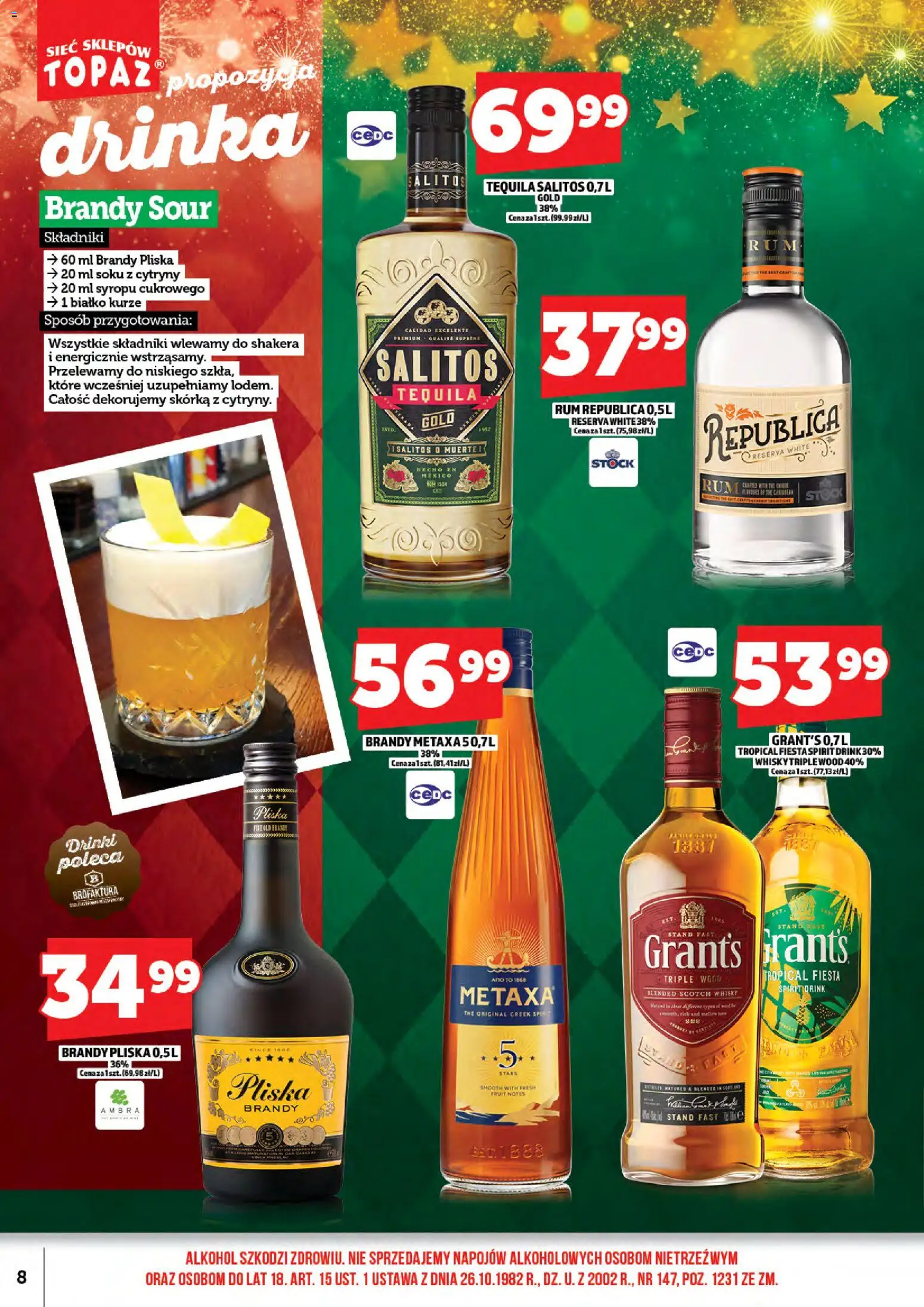 Topaz Gazetka alkoholowa od 15.12.2025 | Strona: 10 | Produkty: Metaxa, Tequila, Rum, Alkohol