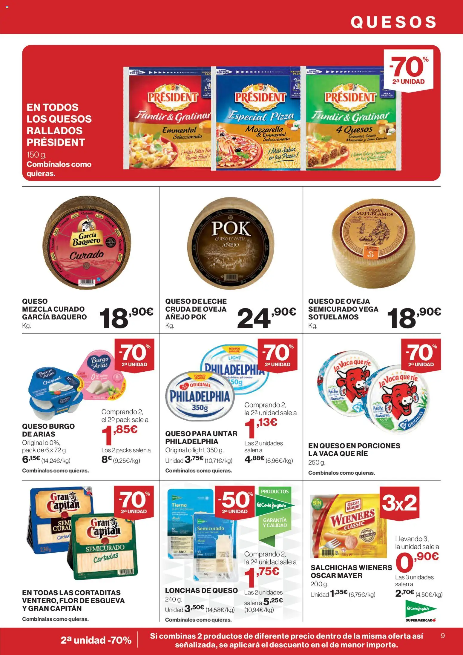 El Corte Inglés ofertas │ válido desde el 26.02.2026 | Página: 9 | Productos: Queso de oveja, Queso, Pizza, Queso para untar
