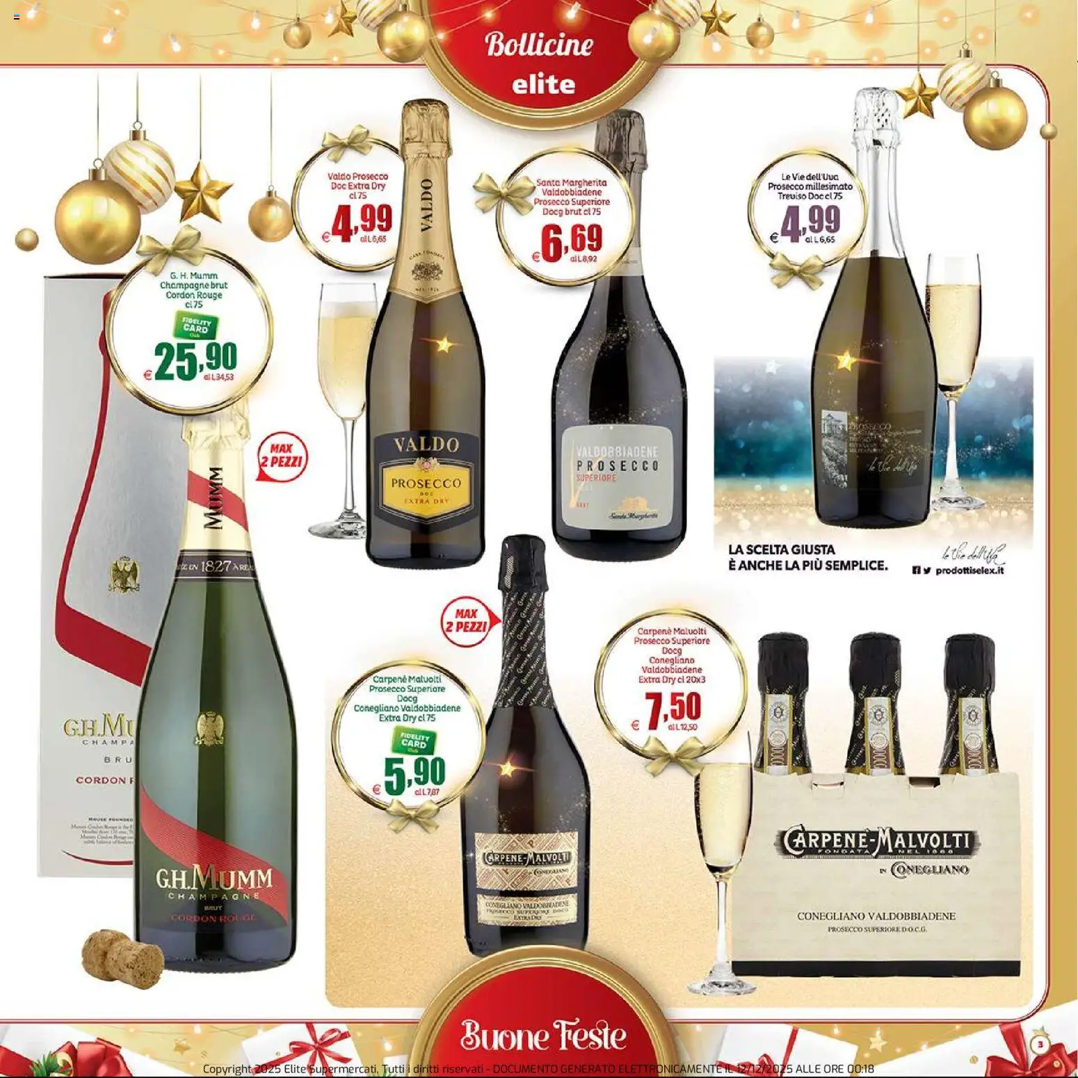 Volantino Elite Supermercati del 12.12.2025 | Pagina: 3 | Prodotti: Prosecco, Champagne