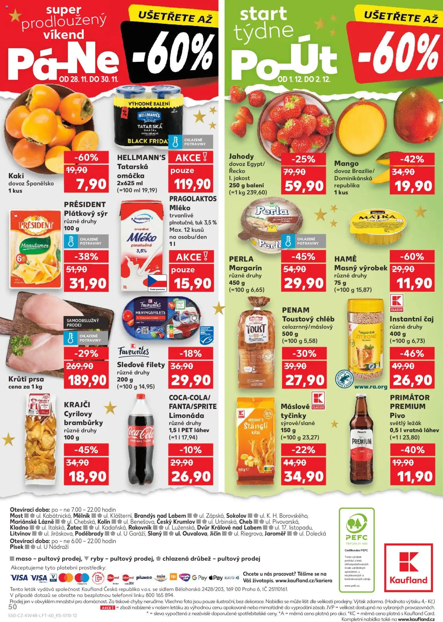 Kaufland leták - Kolín od 26.11.2025 | Strana: 50 | Produkty: Mango, Sýr, Tyčinky, Kaše