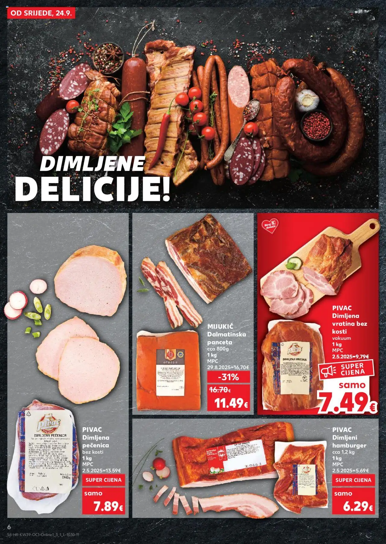 Kaufland HR akciós ujság - amely érvényes a következő dátumtól: 24.09.2025 | Oldal: 6 | Termékek: Hamburger