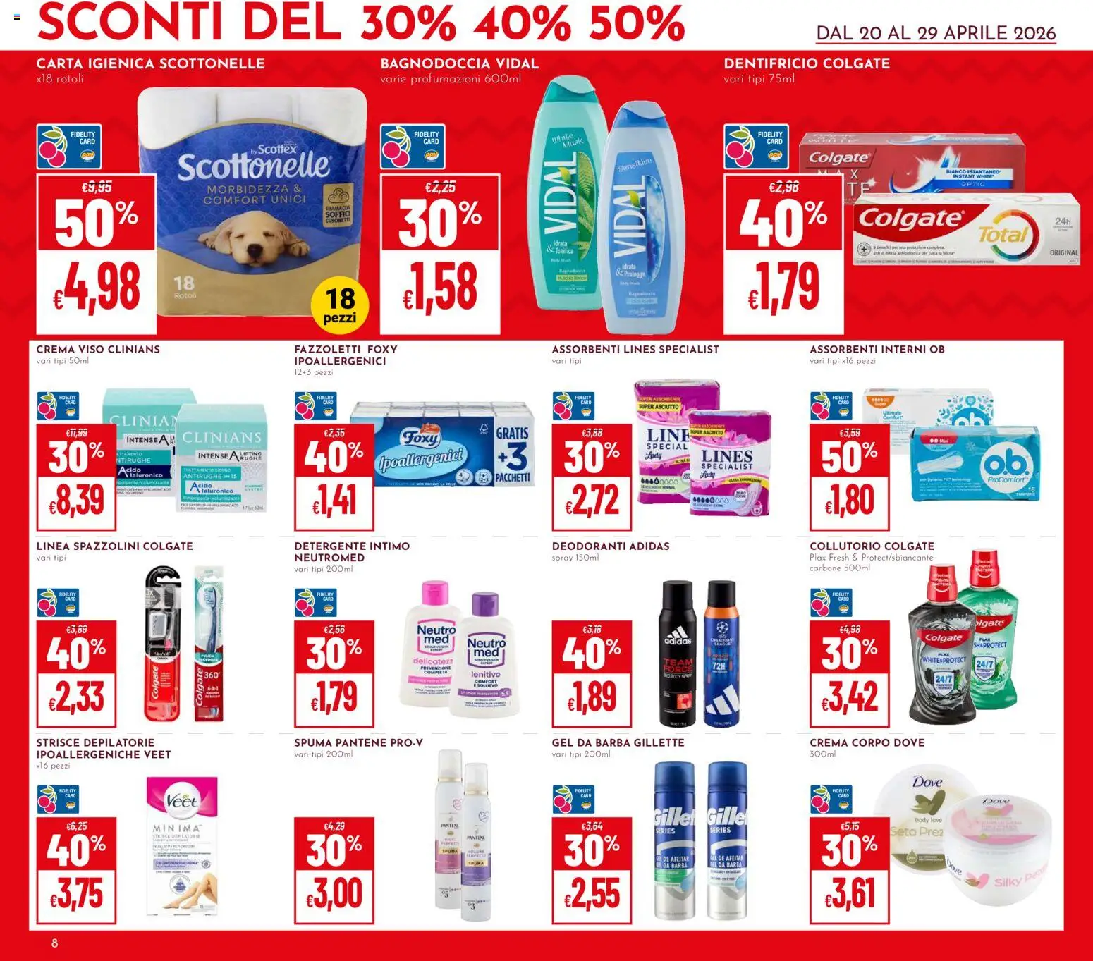 Volantino Pan del 20.04.2026 | Pagina: 8 | Prodotti: Crema, Collutorio, Fazzoletti, Intimo