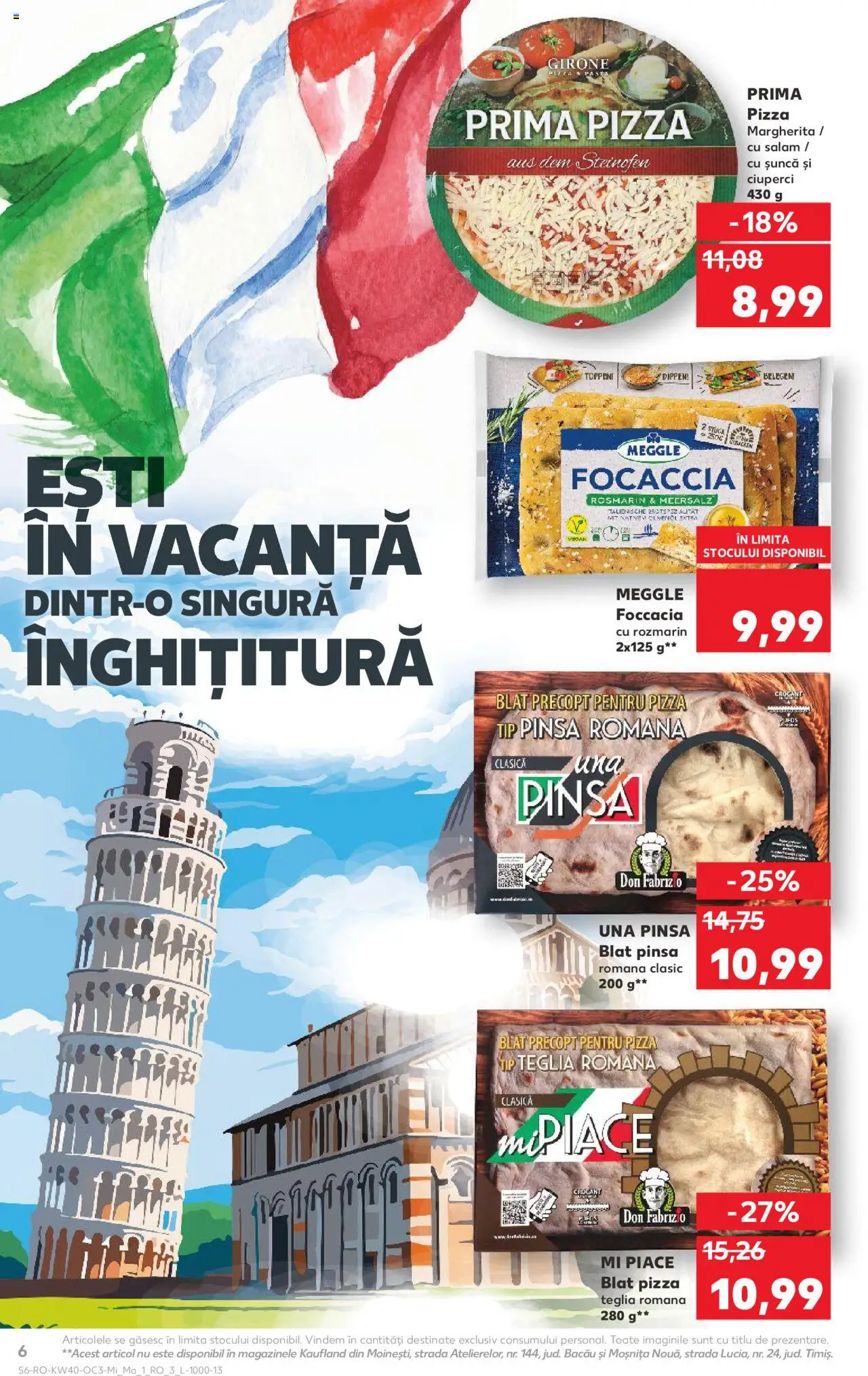 Noul catalog Kaufland – valabil de la 01.10.2025 | Pagină: 6 | Produse: Ciuperci, Salam, Șuncă, Pizza