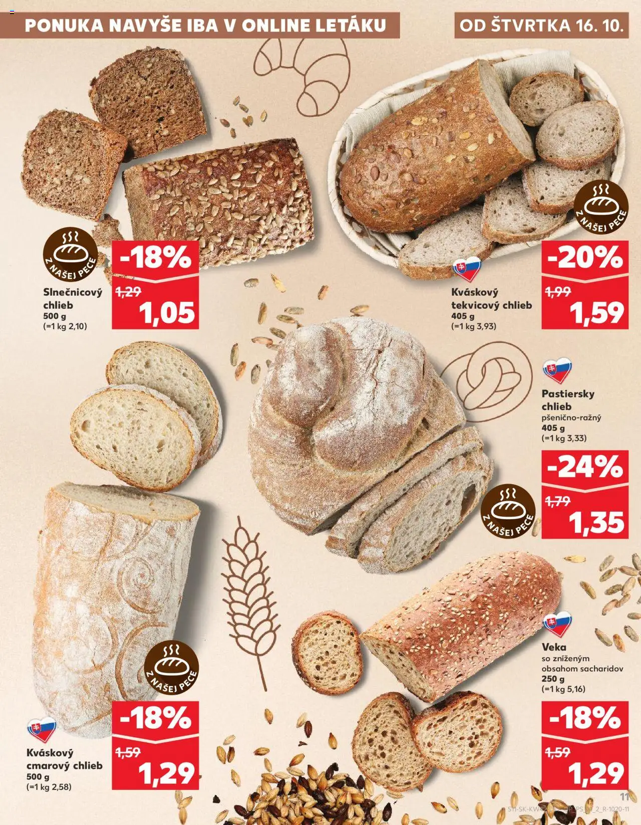 Nové Kaufland akcie – leták je platný od 16.10.2025 | Strana: 11 | Produkty: Chlieb, Pec