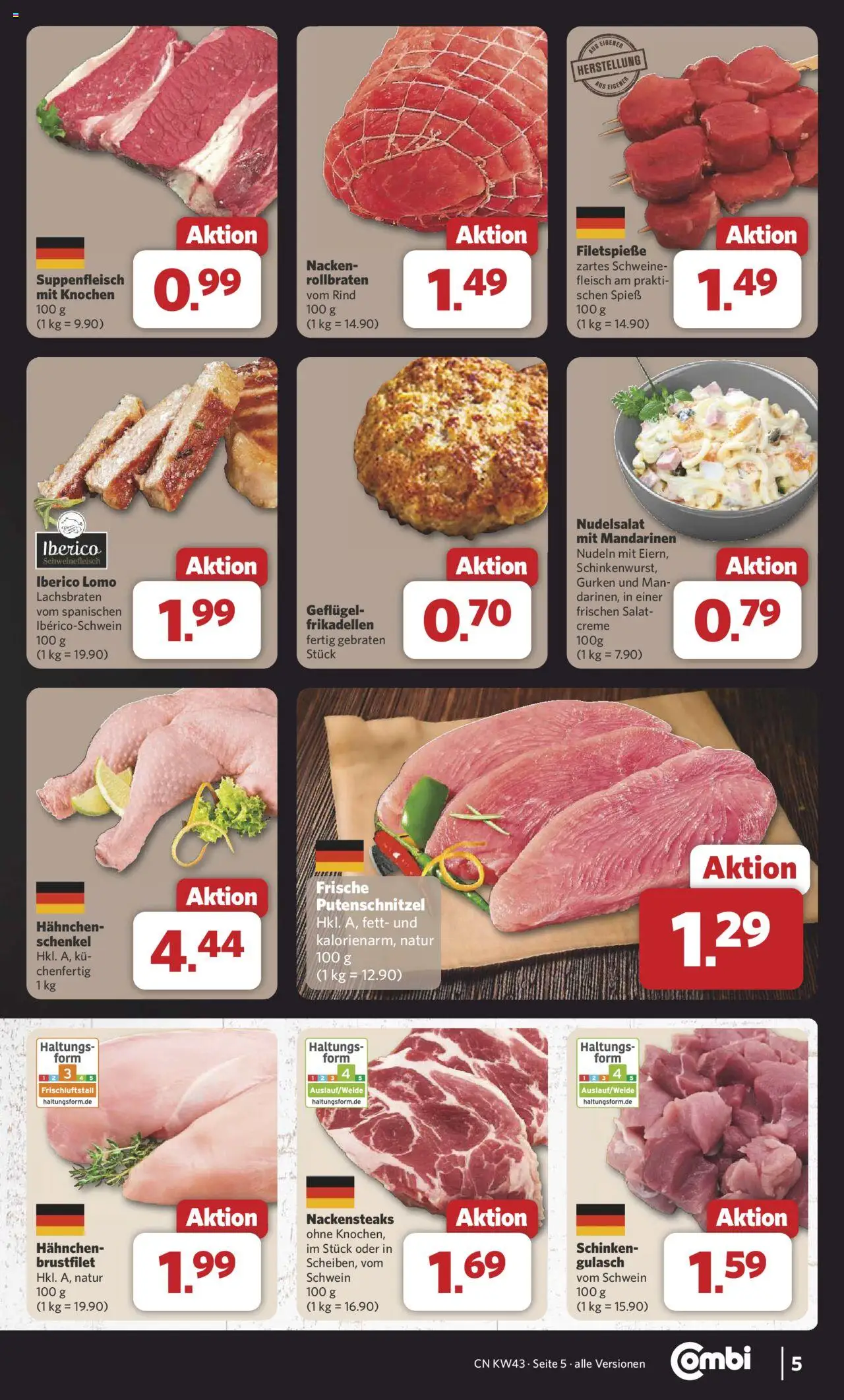 Combi Prospekt 	 – gültig ab 20.10.2025 | Seite: 5 | Produkte: Nackensteaks, Schinken, Schweinefleisch, Fleisch