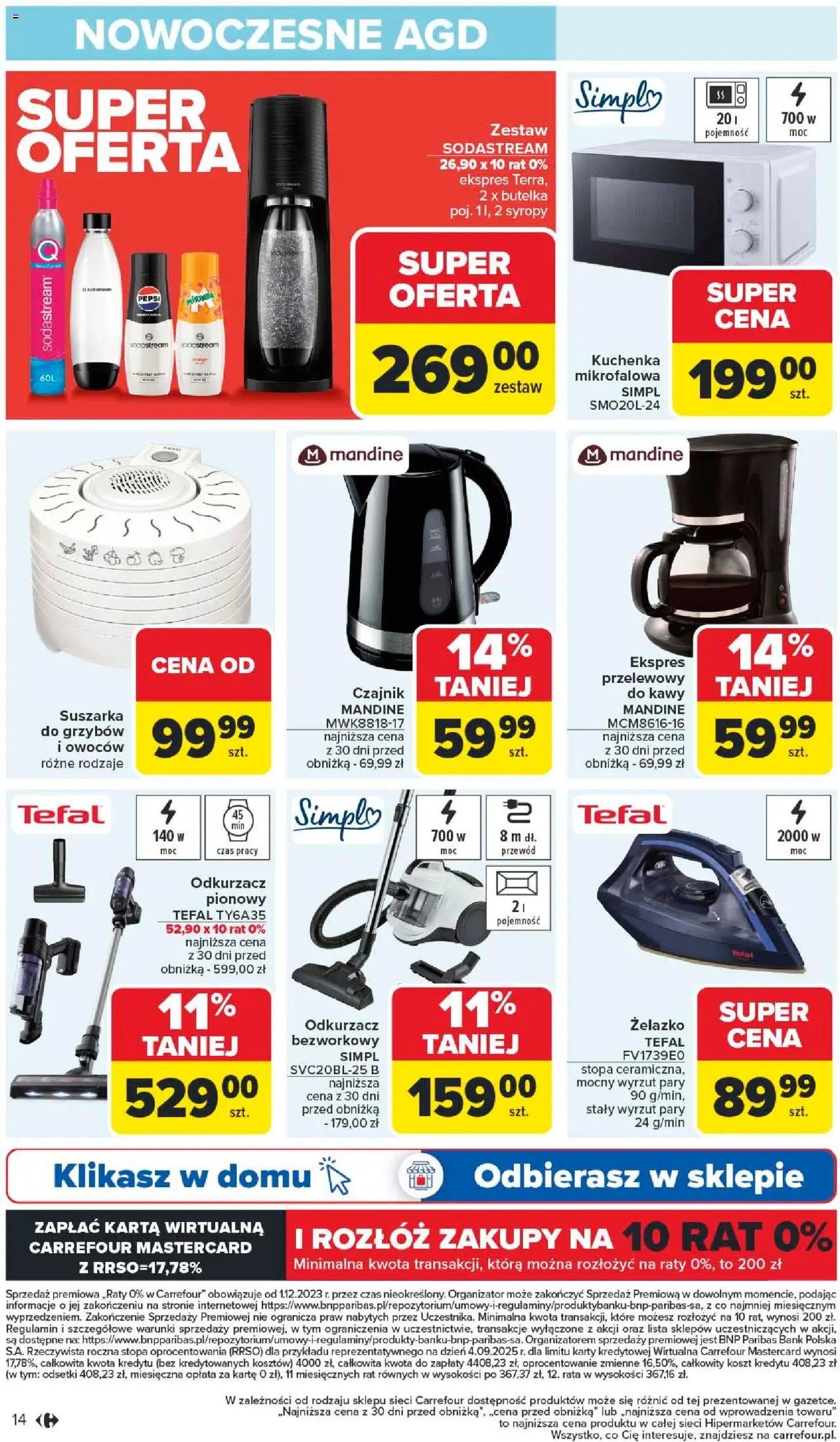 Carrefour Gazetka - Łap okazje od 09.10.2025 | Strona: 14 | Produkty: Karta, Suszarka, Odkurzacz pionowy, Tefal