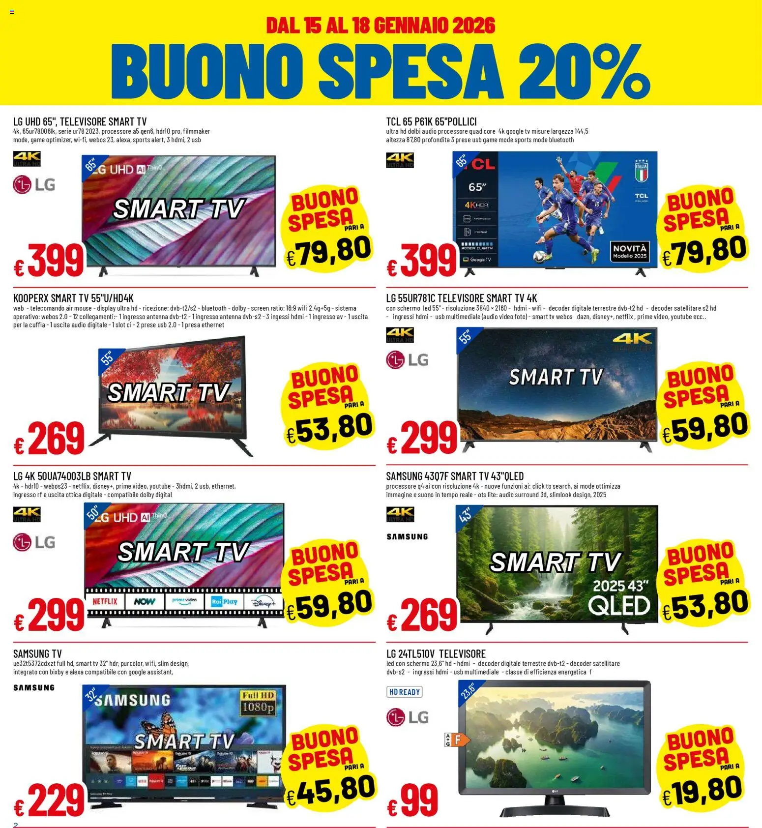 Volantino Galassia del 15.01.2026 | Pagina: 2 | Prodotti: smart TV, TV, Audio, Satellitare
