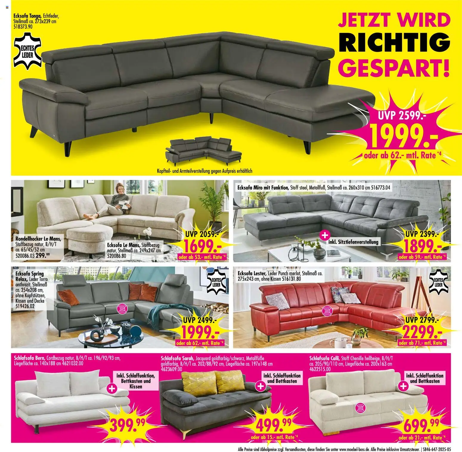 SB Möbel Boss Prospekt Neubrandenburg – gültig ab 08.11.2025 | Seite: 5 | Produkte: Schlafsofa, Ecksofa, Kissen, Decke