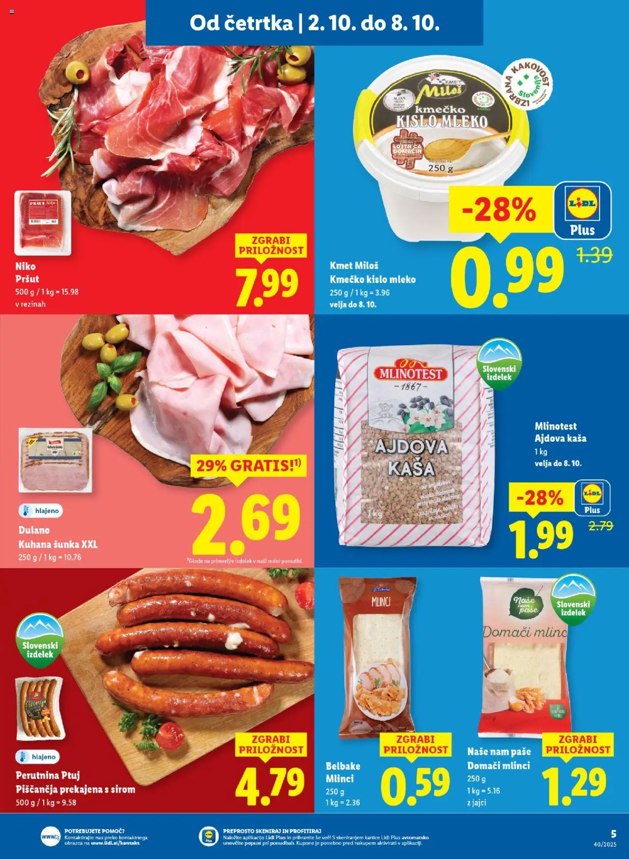 Novi Lidl katalog ponudbe – veljaven od 02.10.2025 | Stran: 5 | Izdelki: Pršut, Mleko, Sunka