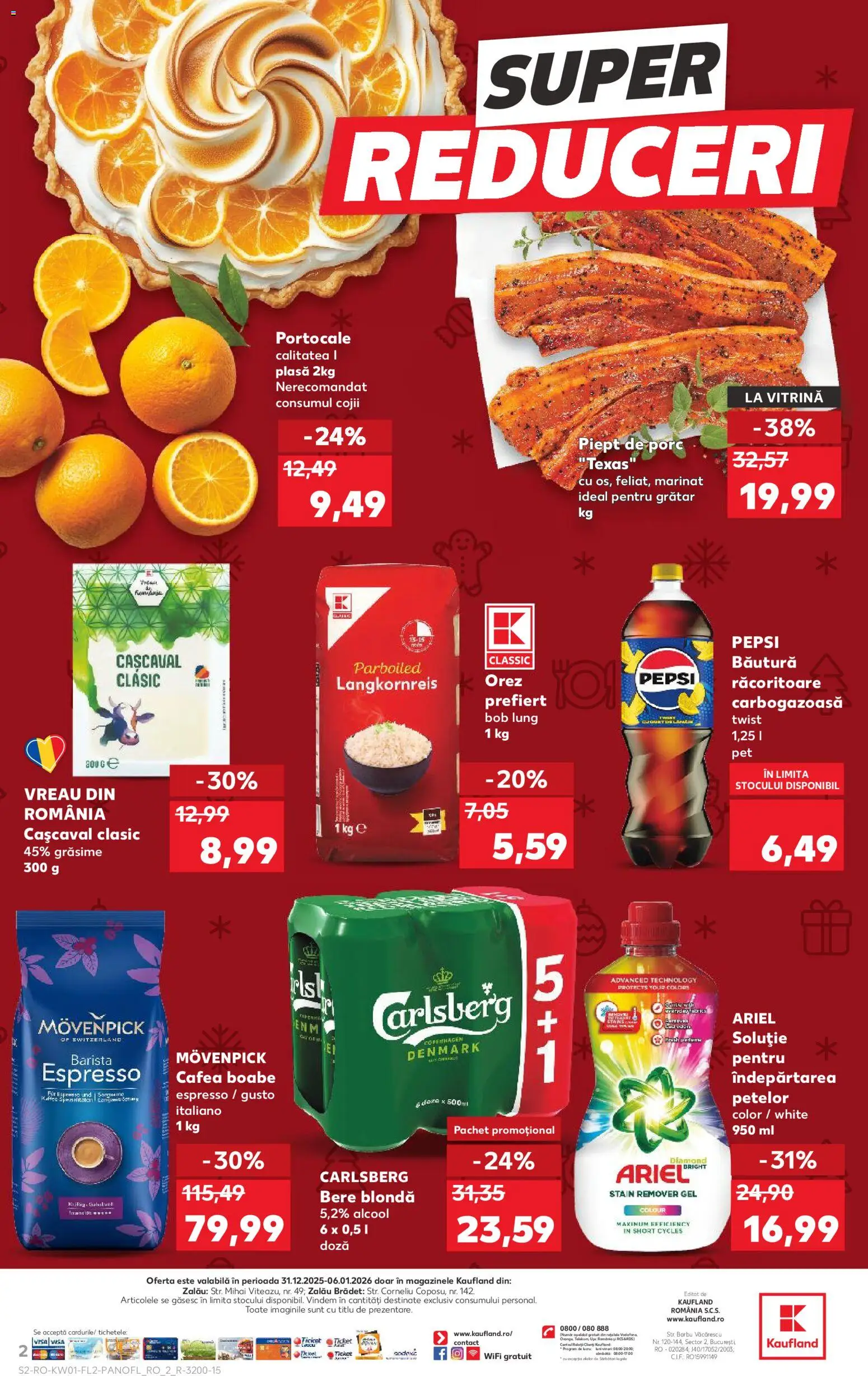 Noul catalog Kaufland – valabil de la 31.12.2025 | Pagină: 2 | Produse: Cașcaval, Cafea, Portocale, Îndepărtarea petelor
