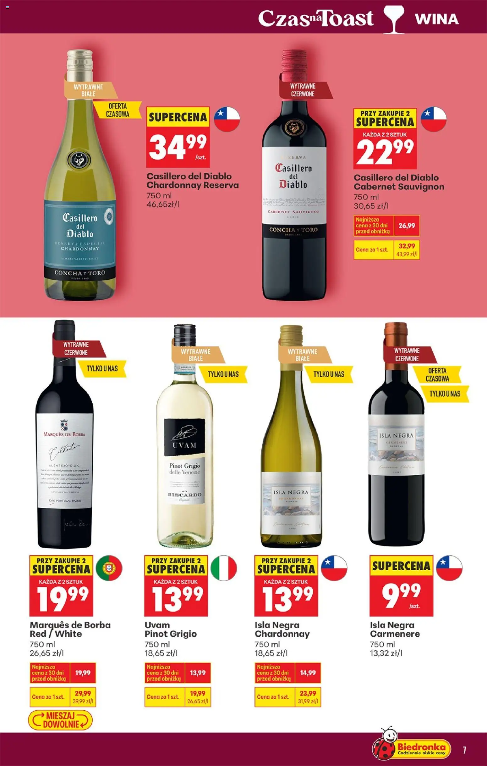 Biedronka Polsko leták - Czas na toast od 23.03.2026 | Strana: 7 | Produkty: Cabernet Sauvignon, Pinot Grigio