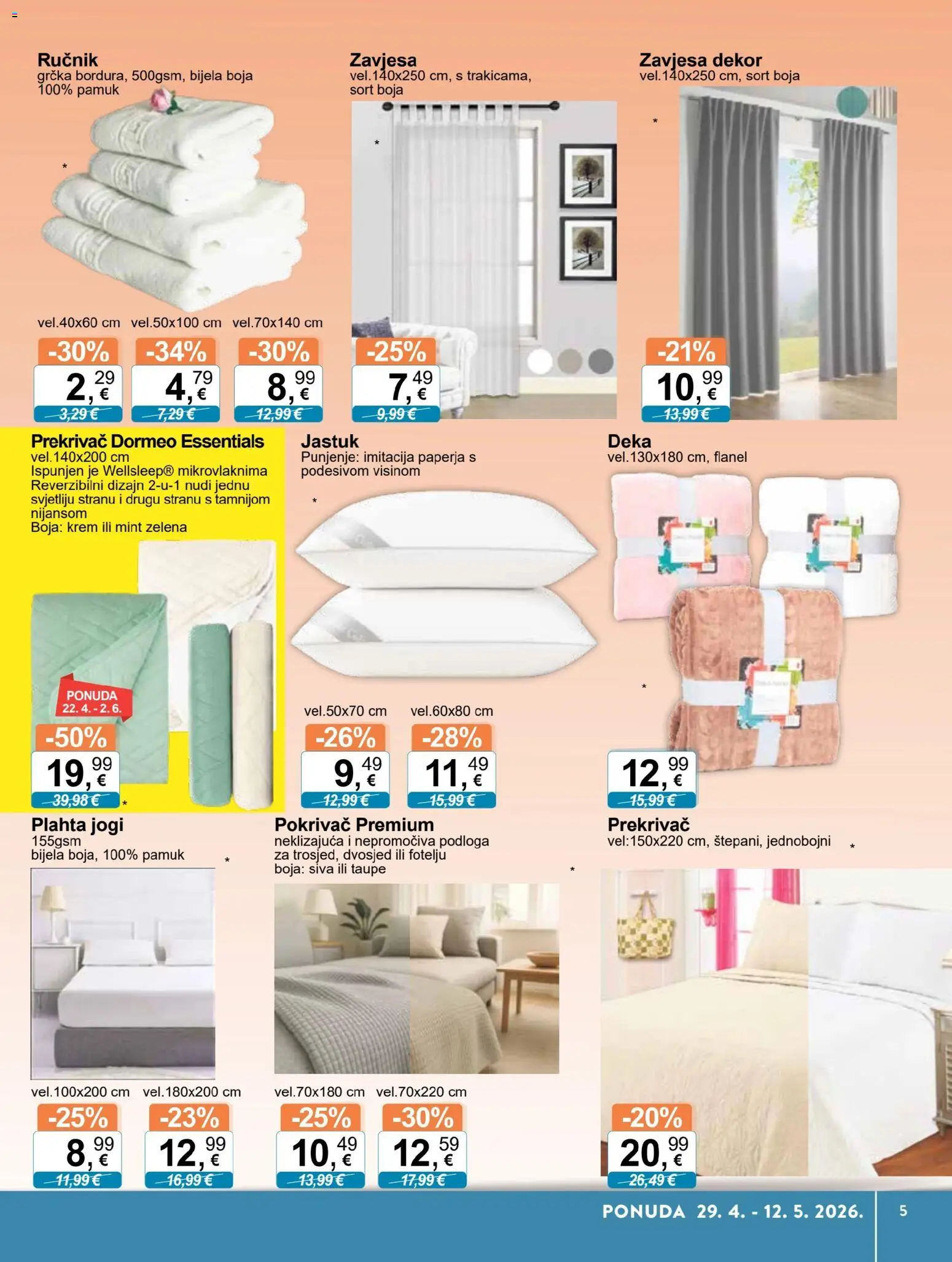 KTC katalog | vrijedi od 29.04.2026 | Stranica: 2 | Proizvodi: Ručnik, Zavjesa, Plahta, Dvosjed