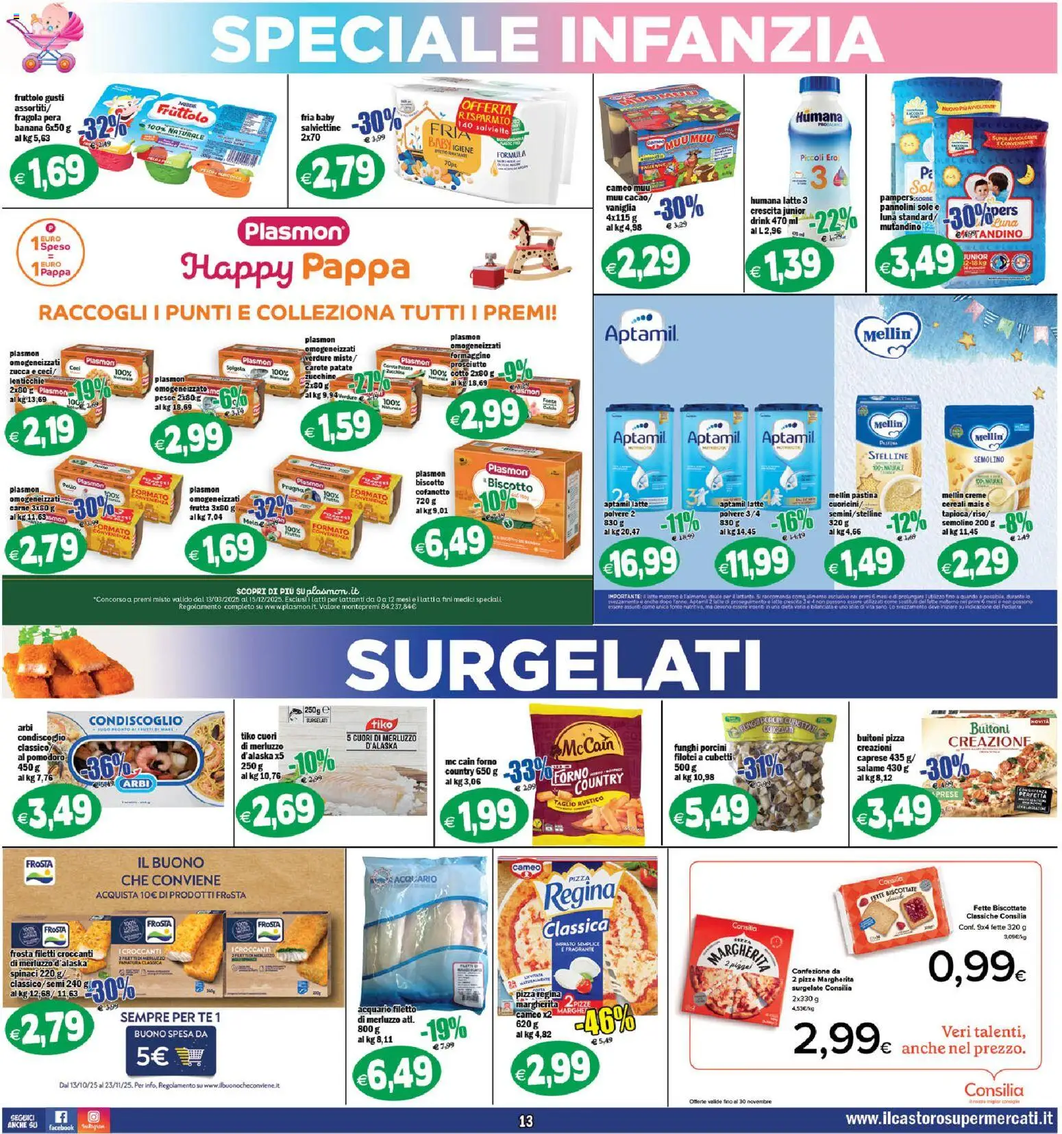 Volantino Il Castoro del 07.11.2025 | Pagina: 13 | Prodotti: Merluzzo, Patate, Frutta, Spigola