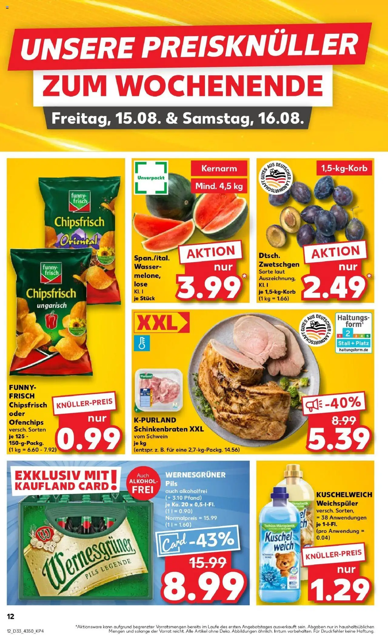 Kaufland prospekt Radebeul	 - gültig ab dem 14.08.2025 | Seite: 12 | Produkte: Pils, Wernesgruner, Kuschelweich, Zwetschgen