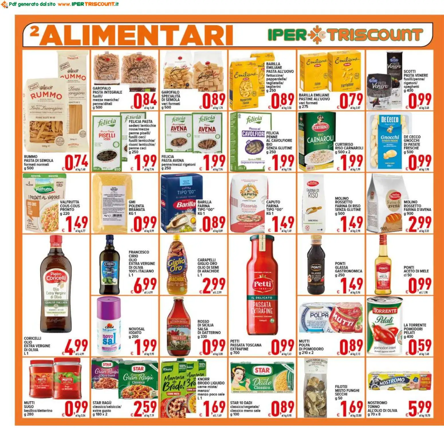 Volantino Ipertriscount del 26.01.2026 | Pagina: 2 | Prodotti: Funghi, Gnocchi, Penne, Fettuccine