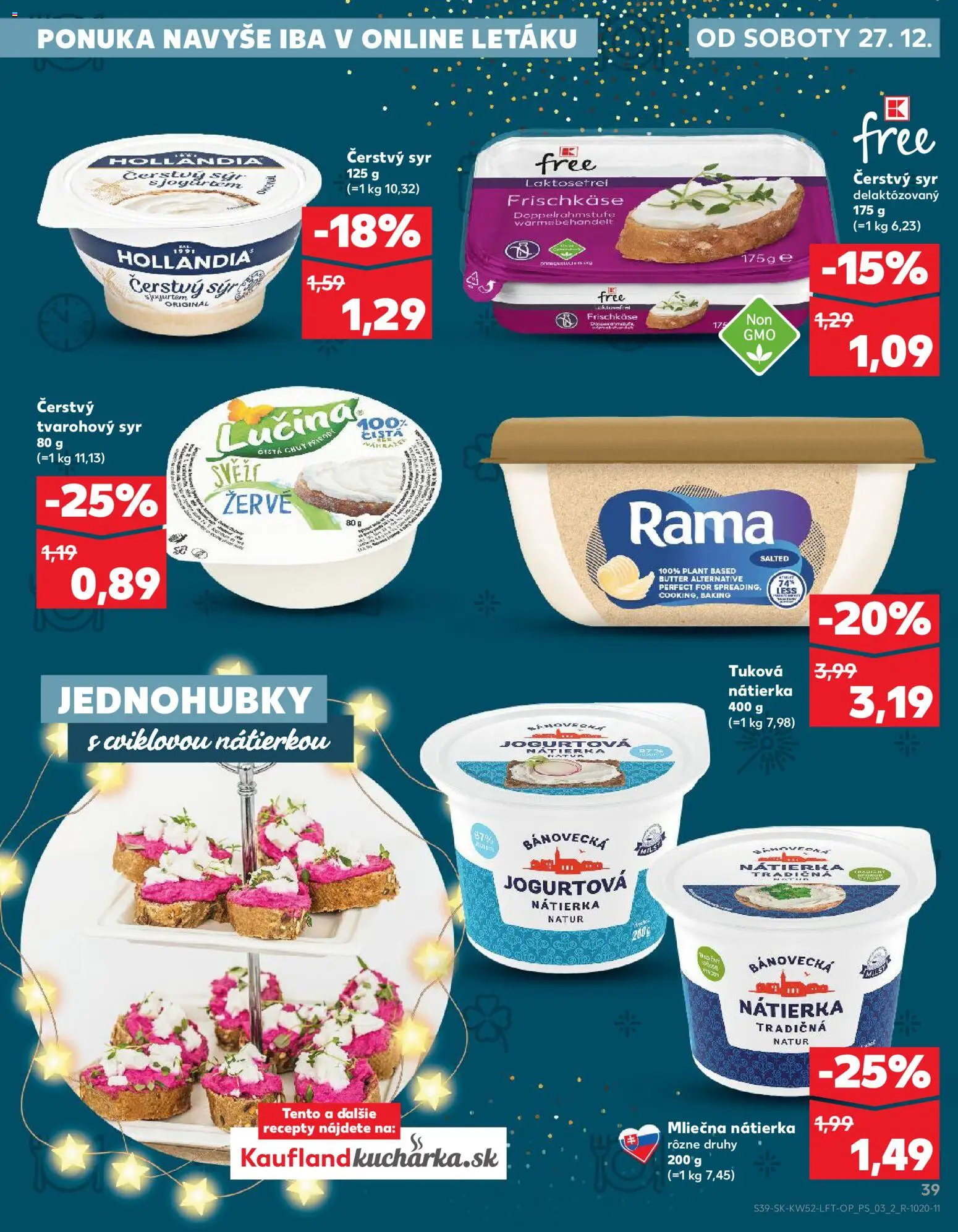 Nové Kaufland akcie – leták je platný od 27.12.2025 | Strana: 39 | Produkty: Syr, Rama