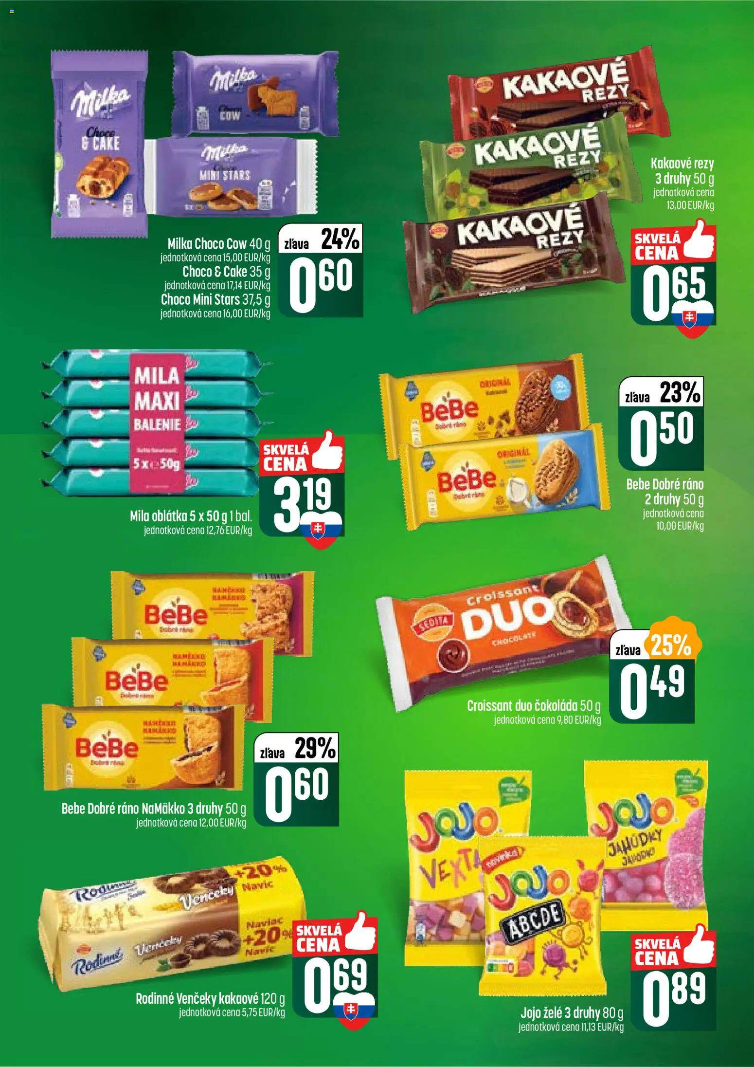 Nové COOP Jednota akcie – leták je platný od 15.01.2026 | Strana: 42 | Produkty: BeBe Dobré ráno, Croissant, Čokoláda, Milka