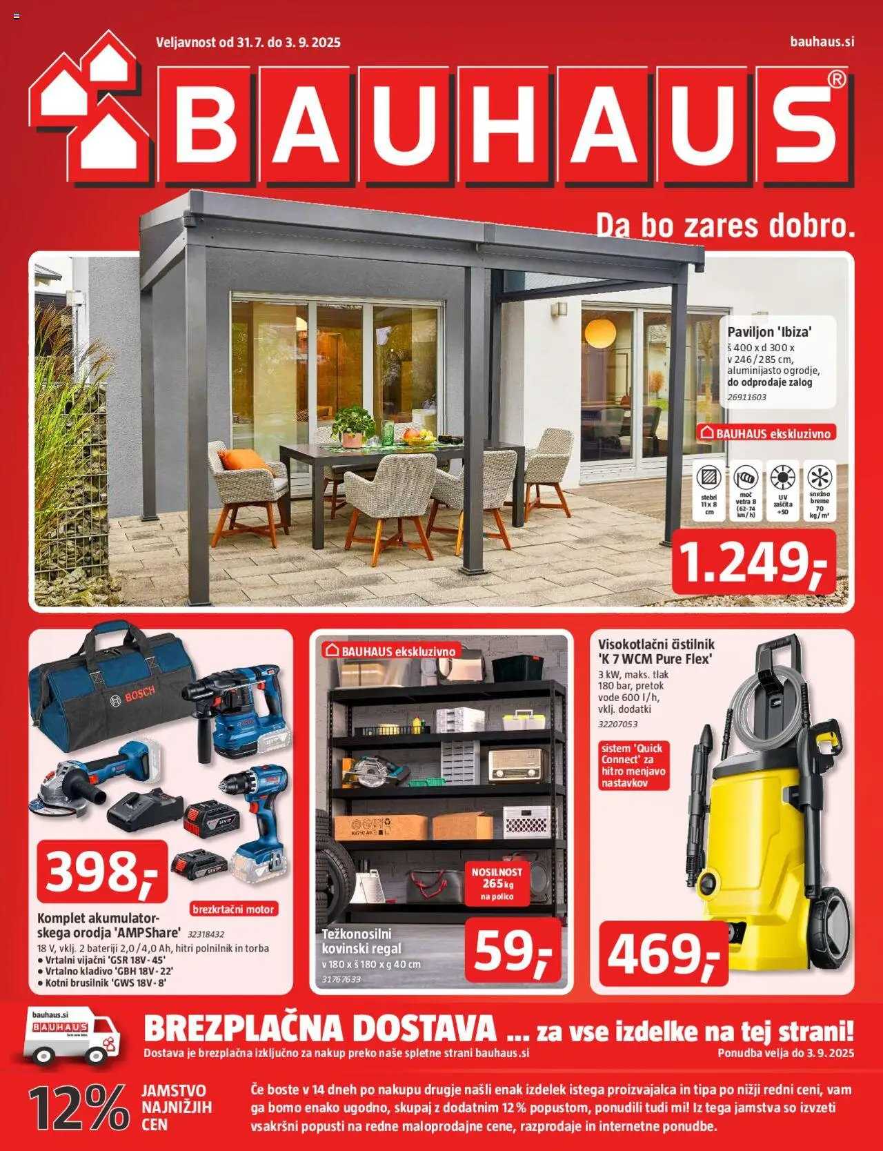 Bauhaus katalog │ velja od 31.07.2025 | Stran: 1 | Izdelki: Paviljon, Polnilnik, Brusilnik, Kladivo