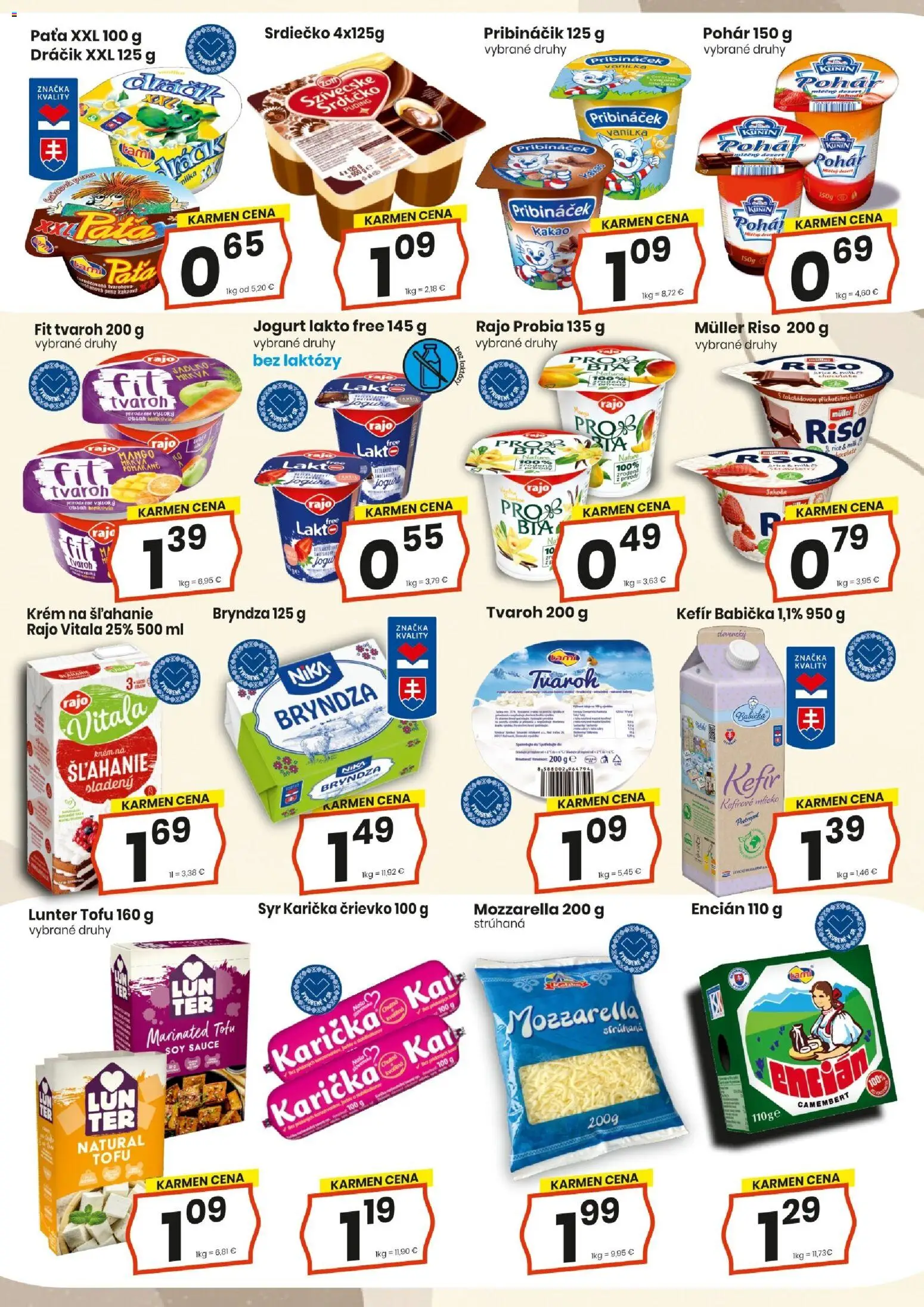 Nové KARMEN CBA akcie – leták je platný od 16.04.2026 | Strana: 6 | Produkty: Puding, Tvaroh, Milka, Kakao