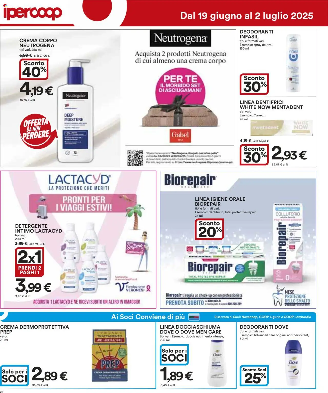 Volantino Ipercoop del 19.06.2025 | Pagina: 26 | Prodotti: Detergente intimo, Detergente, Intimo, Doccia