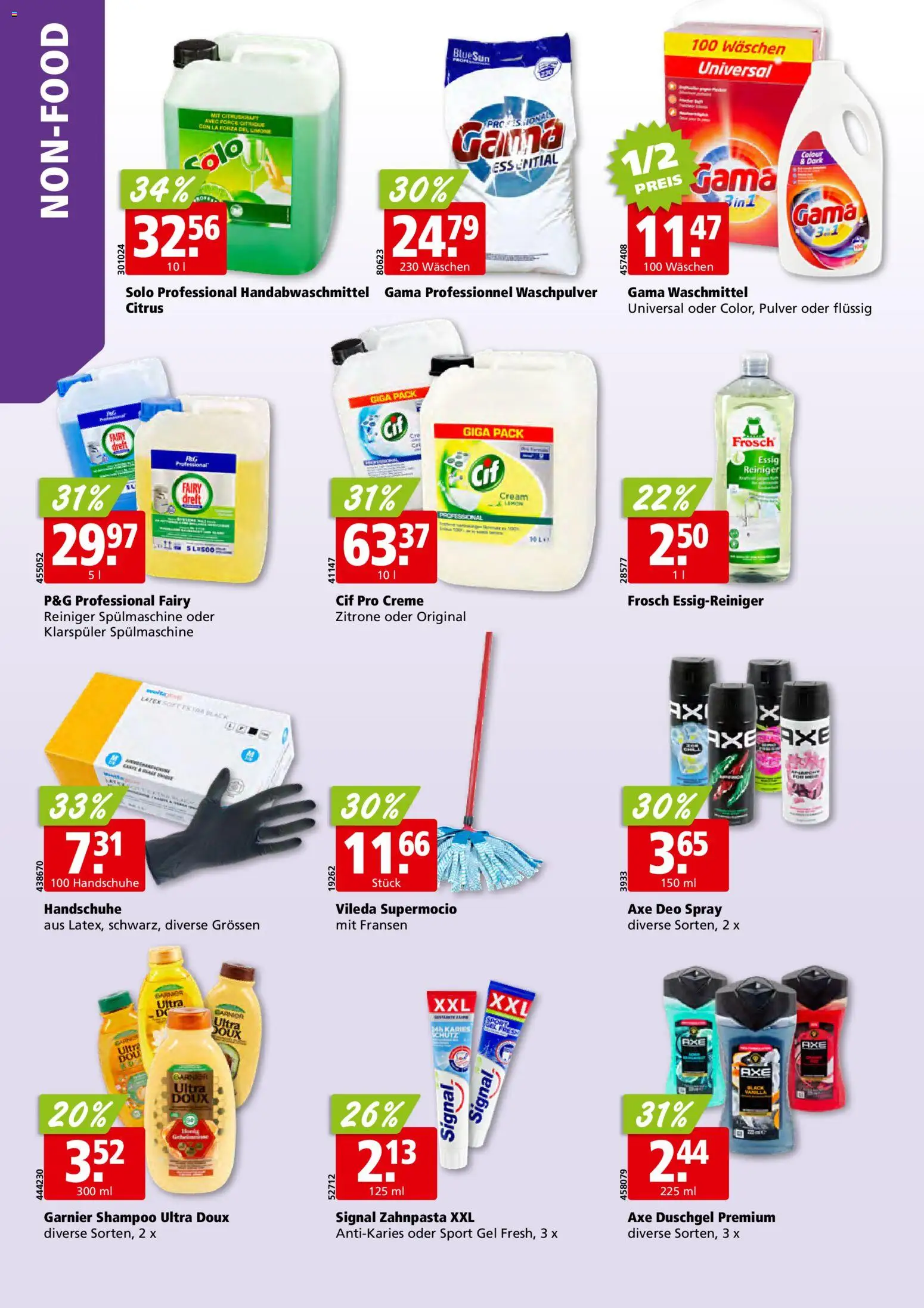 Aligro Aktionen Schlieren, Gossau SG, Frauenfeld, Rapperswil-Jona, Sargans, Bern, Brüttisellen, Pratteln, Emmen, Spreitenbach – gültig ab 10.11.2025 | Seite: 30 | Produkte: Essig, Waschpulver, Handschuhe, Klarspüler