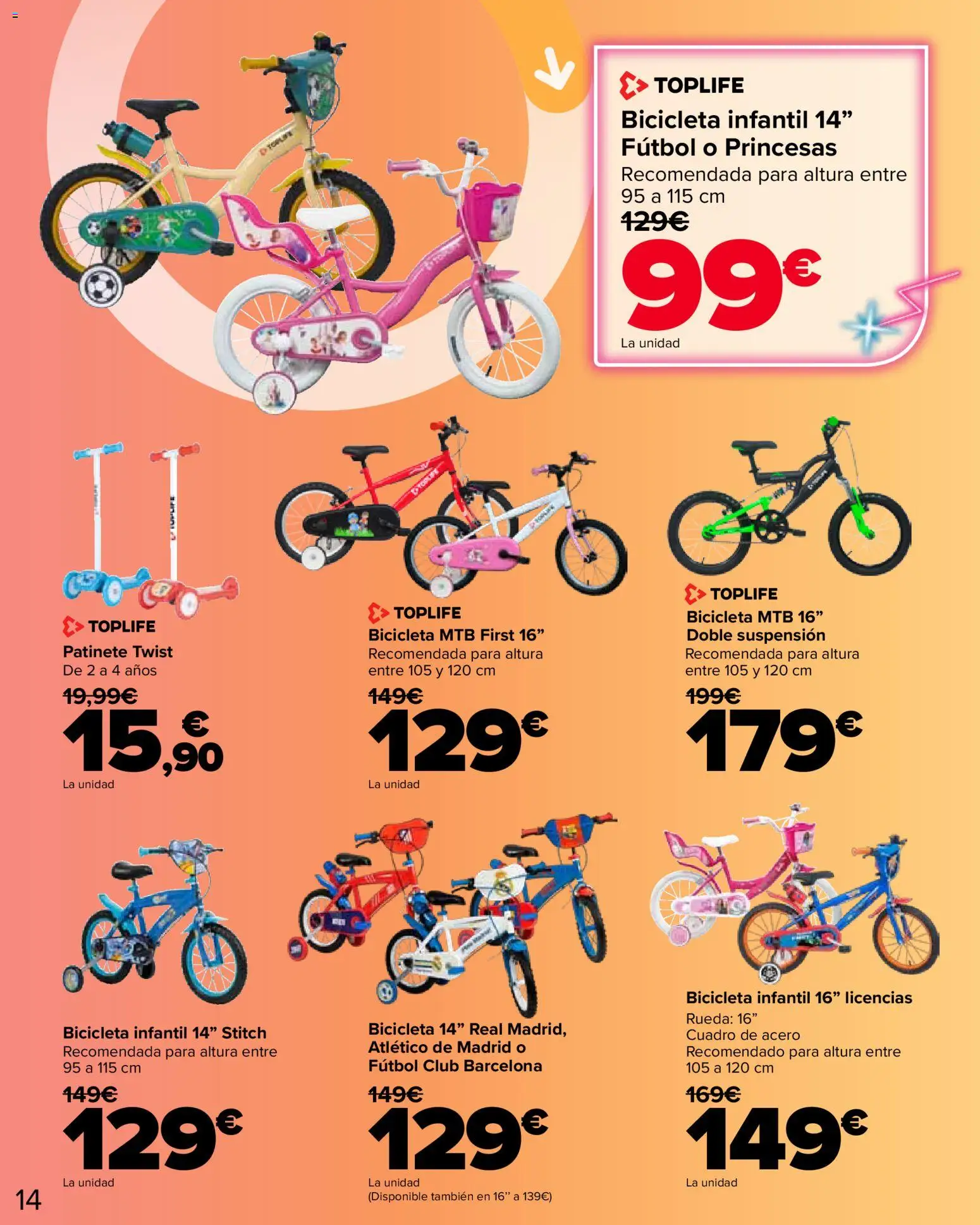 Carrefour Ocio │ válido desde el 11.03.2026 | Página: 14 | Productos: Bicicleta, Patinete