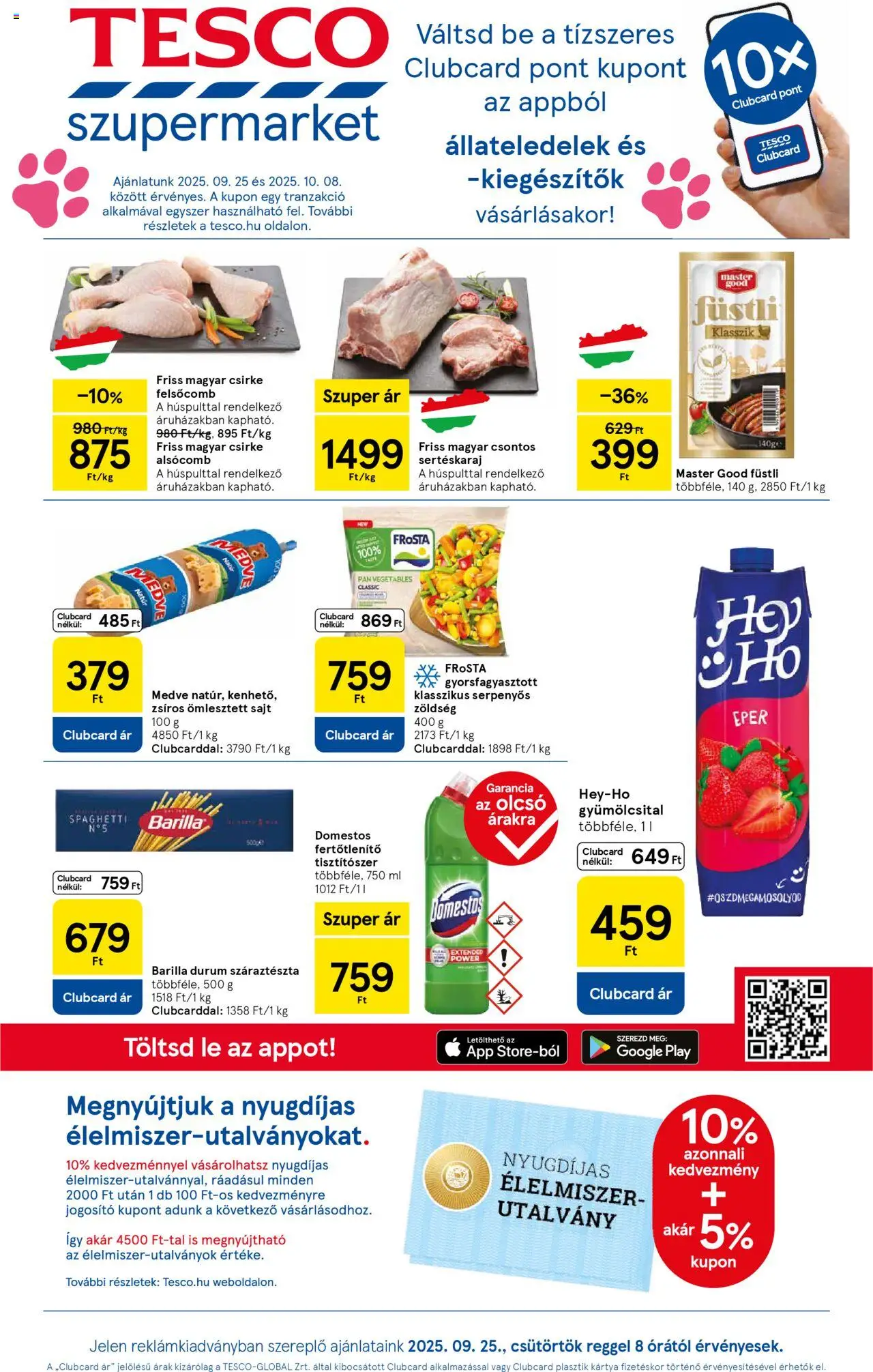 Tesco akciós ujság - amely érvényes a következő dátumtól: 25.09.2025 | Oldal: 1 | Termékek: Gyümölcsital, Sajt, Zöldség, Eper