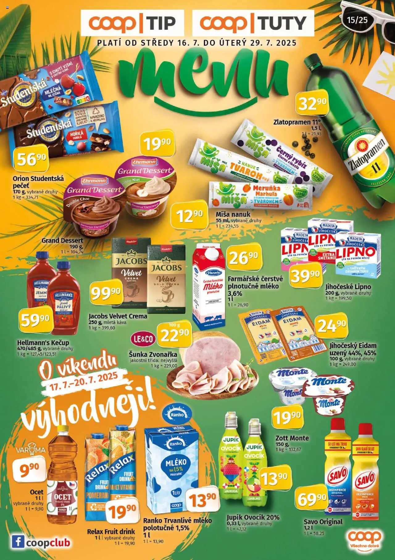 Coop leták - Tuty od 16.07.2025 | Strana: 1 | Produkty: Šunka, Tvaroh, Jacobs, Hellmann's kečup