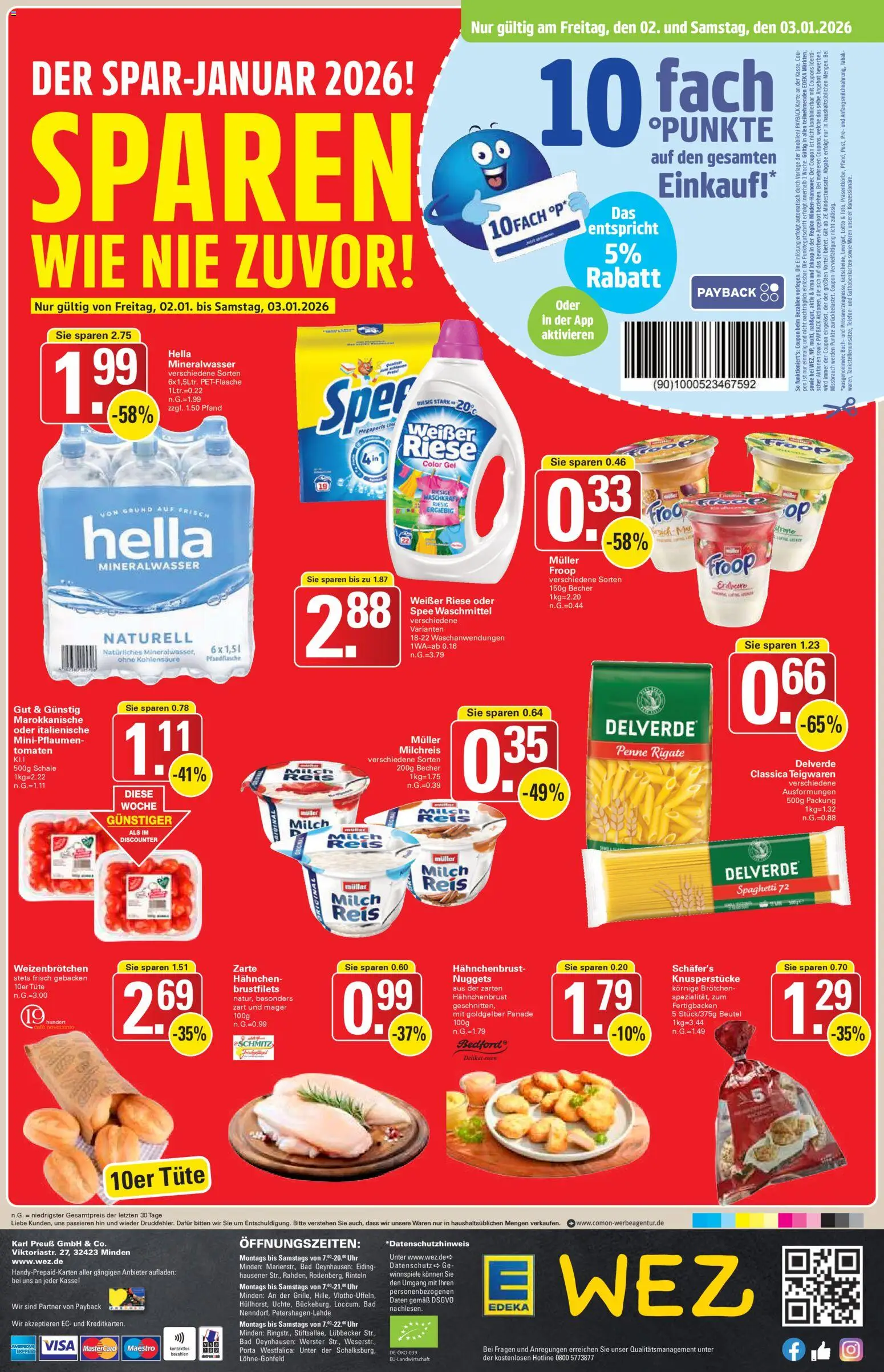 WEZ Prospekt – gültig ab 29.12.2025 | Seite: 14 | Produkte: Hahnchen, Milch, Bad, Spee