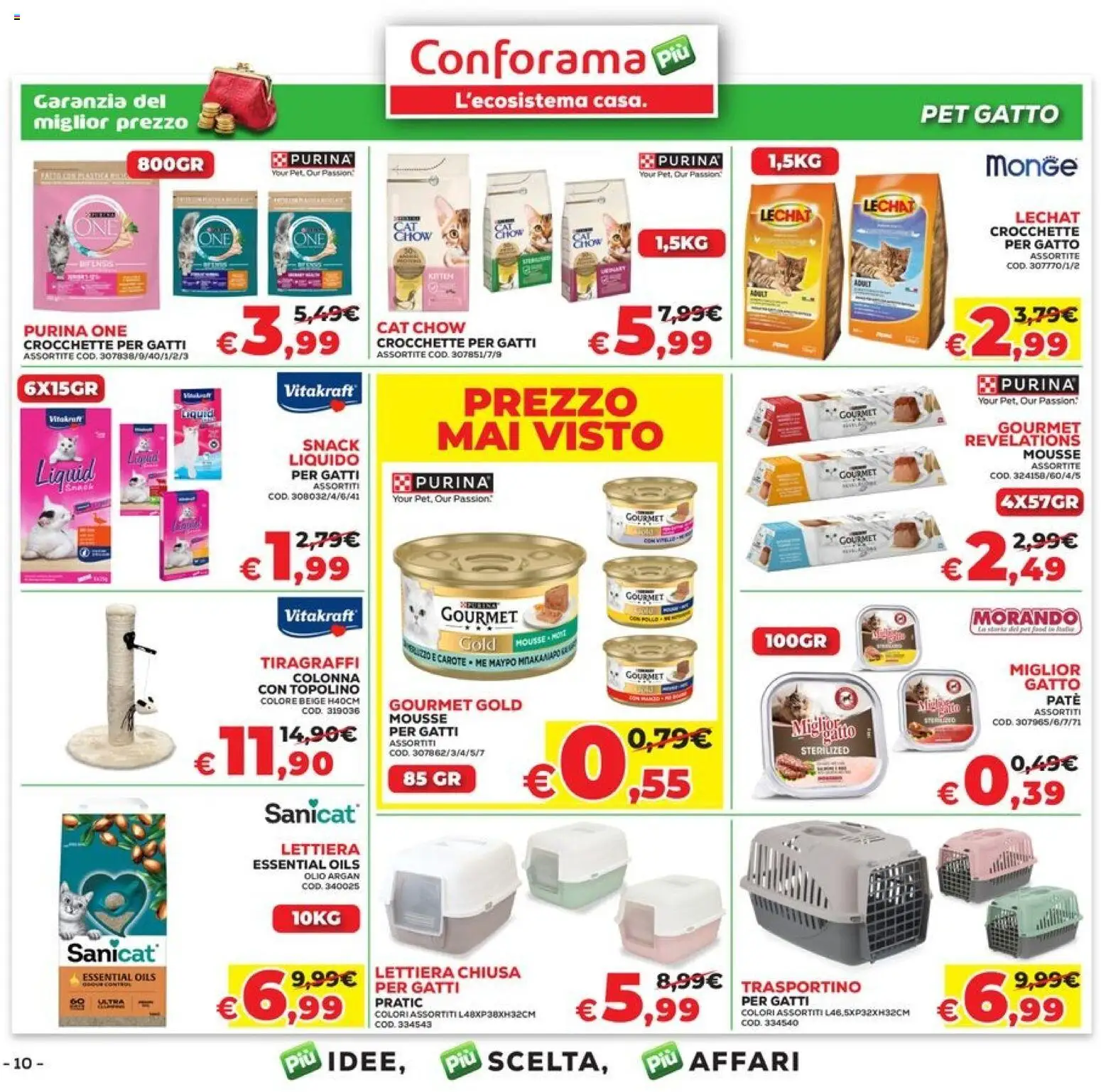 Volantino Conforama del 09.04.2026 | Pagina: 10 | Prodotti: Paté, Tiragraffi, Olio, Crocchette