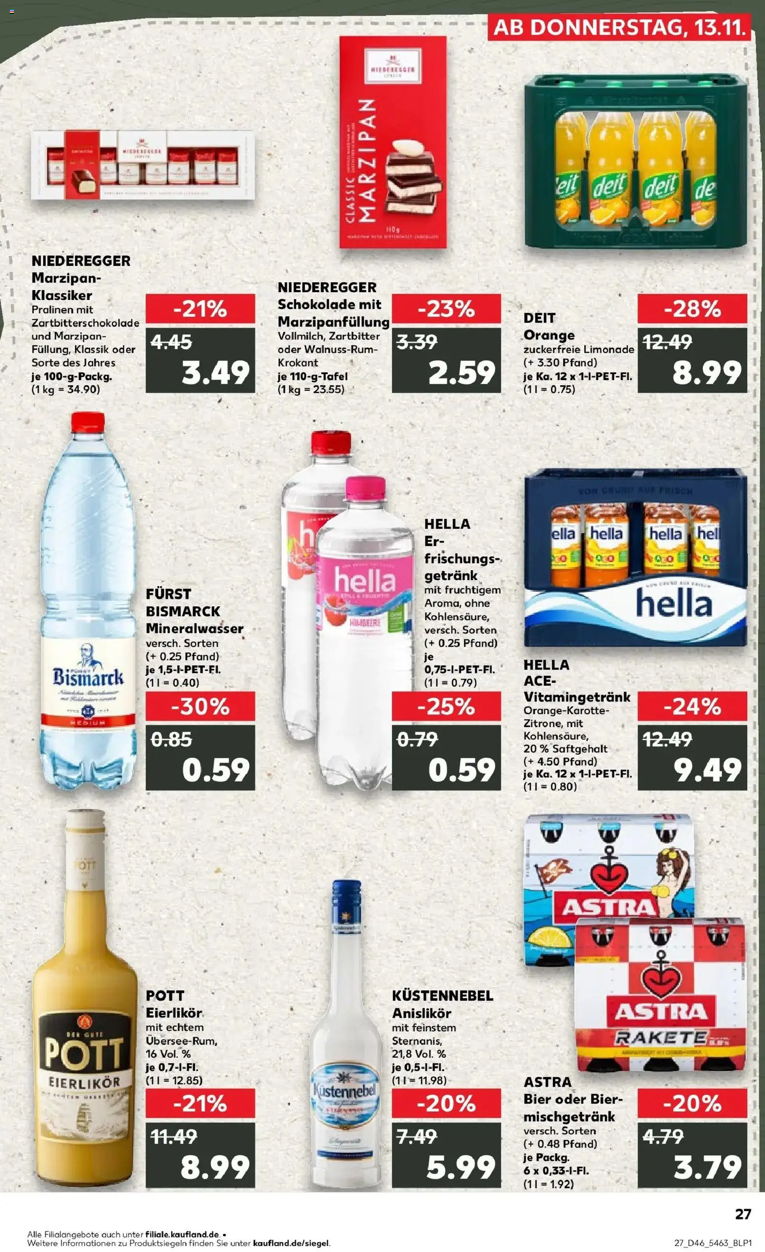 Kaufland prospekt Henstedt-Ulzburg	 – gültig ab 13.11.2025 | Seite: 27 | Produkte: Schokolade, Bier, Limonade, Hella