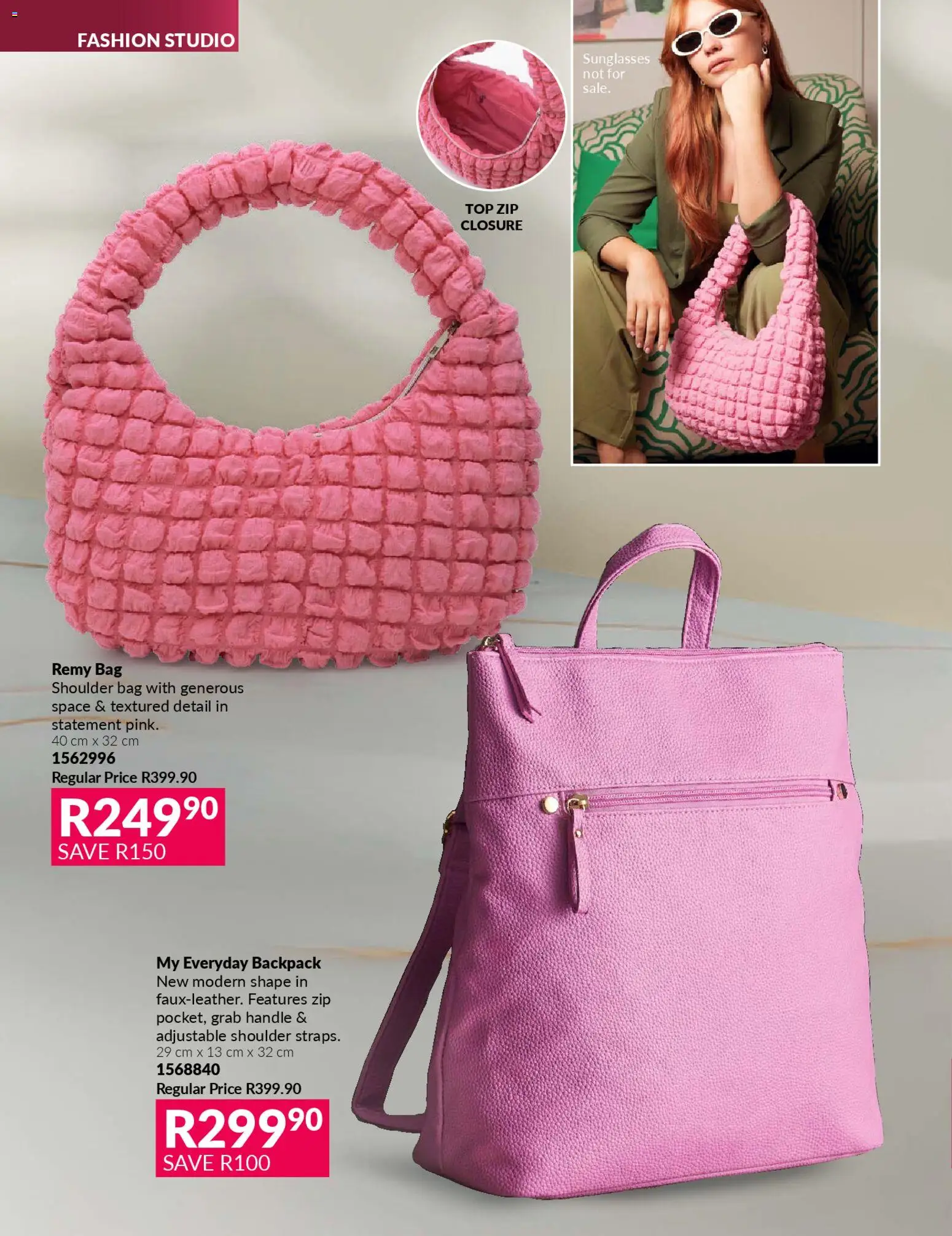 New Avon catalogue – valid from 01.01.2026 | Page: 142 | Products: Backpack, Bag, Sunglasses