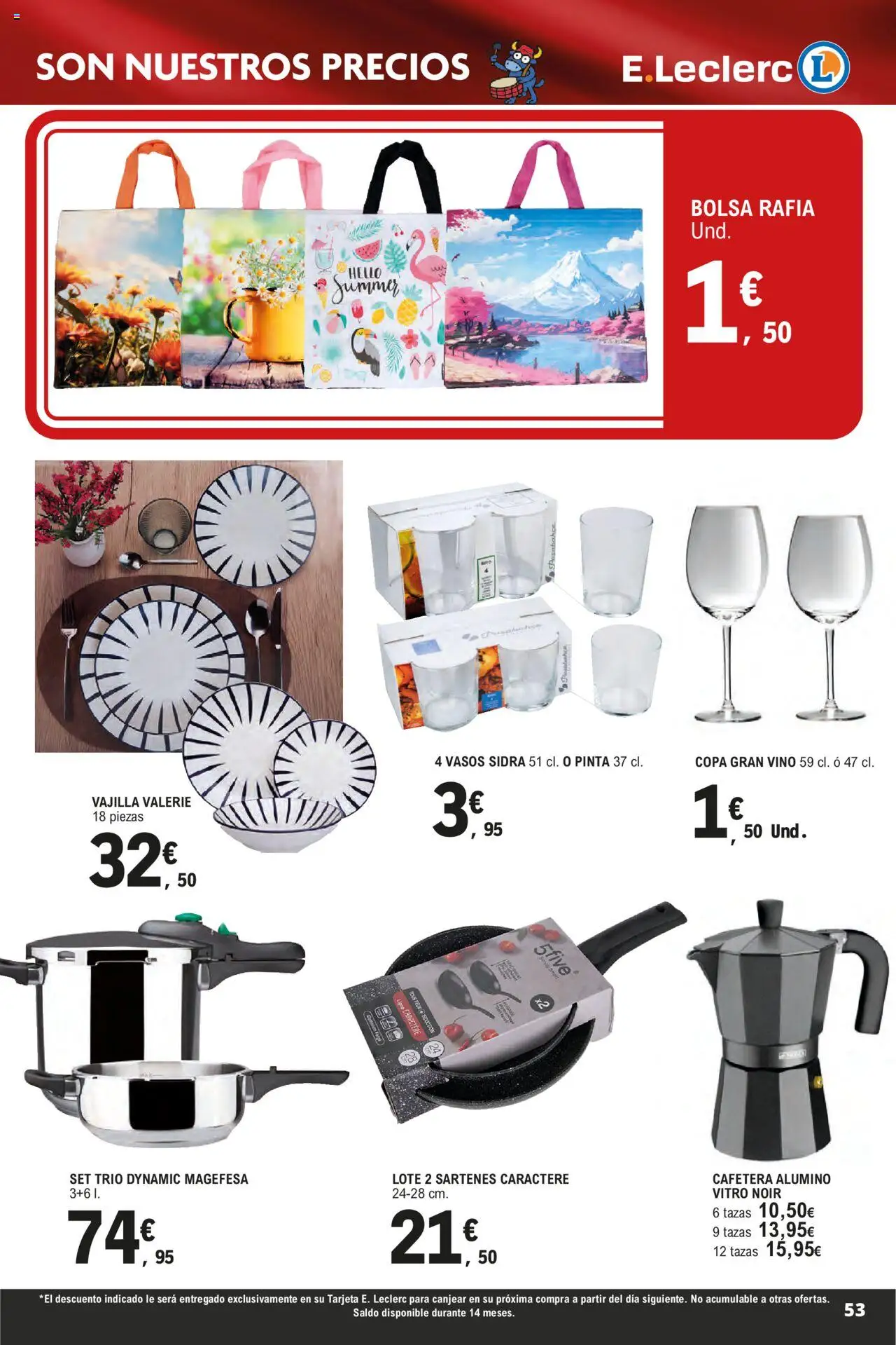 E.Leclerc - Descubre la Calidad y Frescura  │ válido desde el 18.06.2025 | Página: 53 | Productos: Pan, Vasos, Bolsa, Cafetera