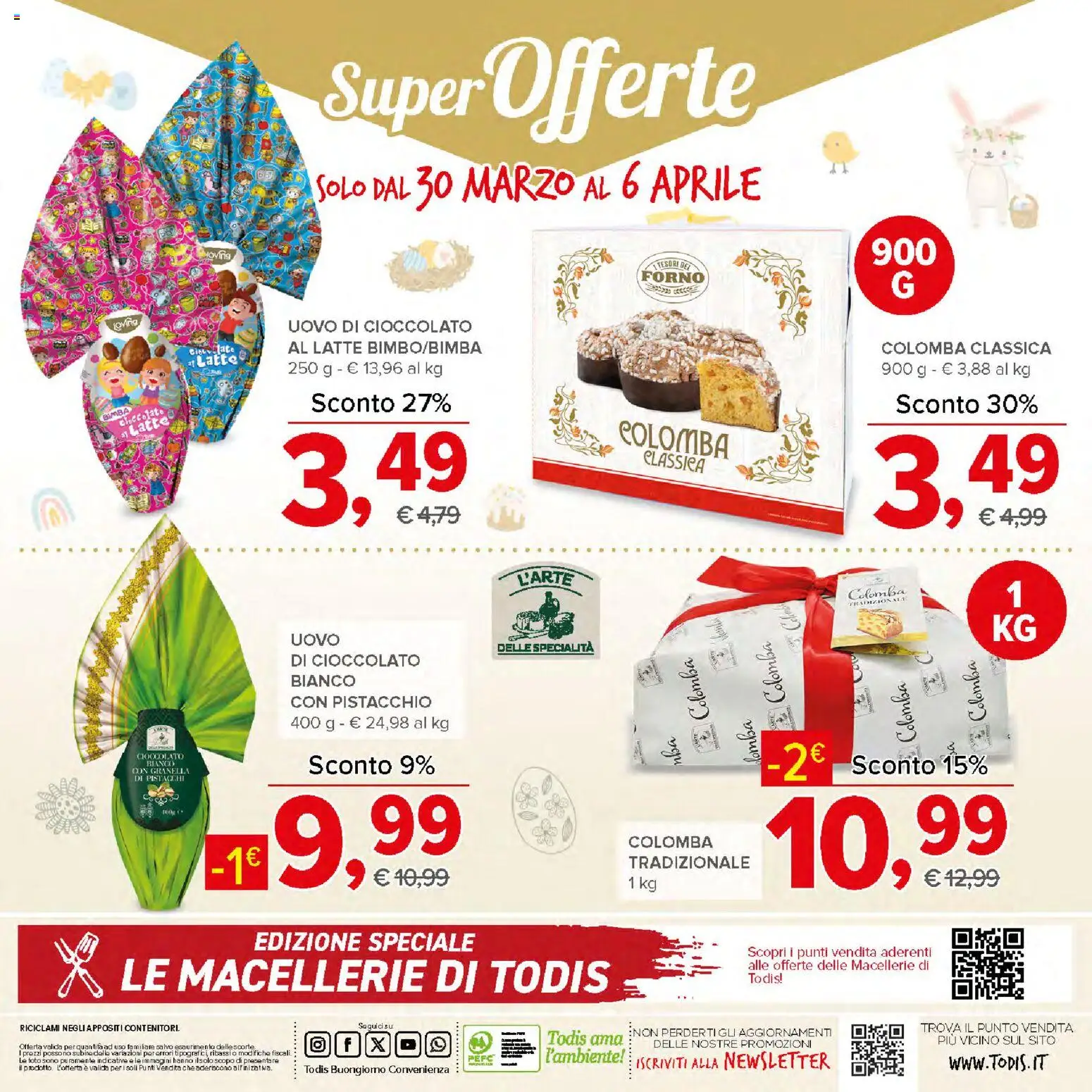Volantino Todis del 26.03.2026 | Pagina: 28 | Prodotti: Cioccolato, Latte, Pistacchi, Forno