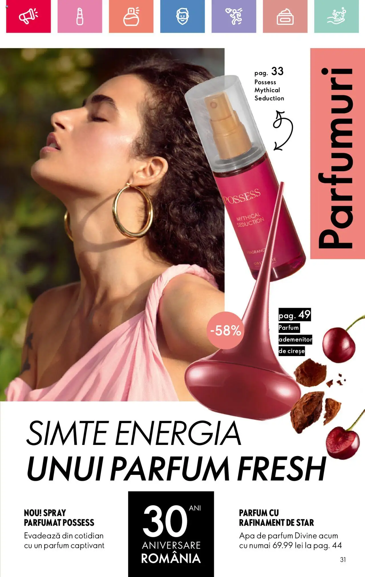 Oriflame catalog 11 2025 – valabil de la 27.07.2025 | Pagină: 31 | Produse: Apă de parfum, Parfum, Cireșe, Apă
