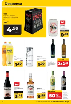 Vista previa Alimerka folleto Asturias válido desde el 27.04.2026 | Página: 14 | Productos: Vino, Cerveza, Τυρόπιτα, Whisky