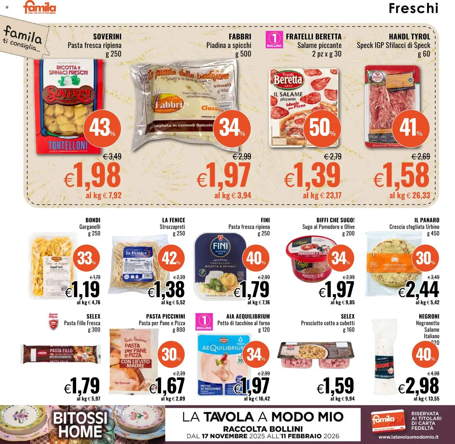 Volantino Famila del 28.12.2025 | Pagina: 12 | Prodotti: Speck, Prosciutto Cotto, Salame, Pomodoro