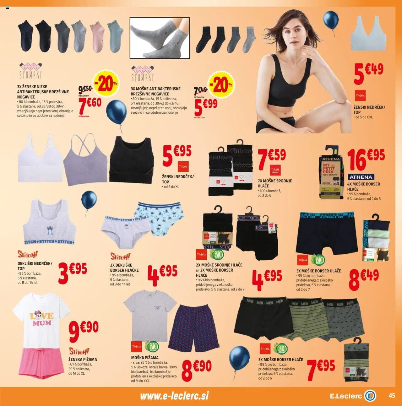 E.leclerc katalog │ velja od 11.06.2025 | Stran: 45 | Izdelki: Pižama, Hlace, Spodnje hlace, Nogavice