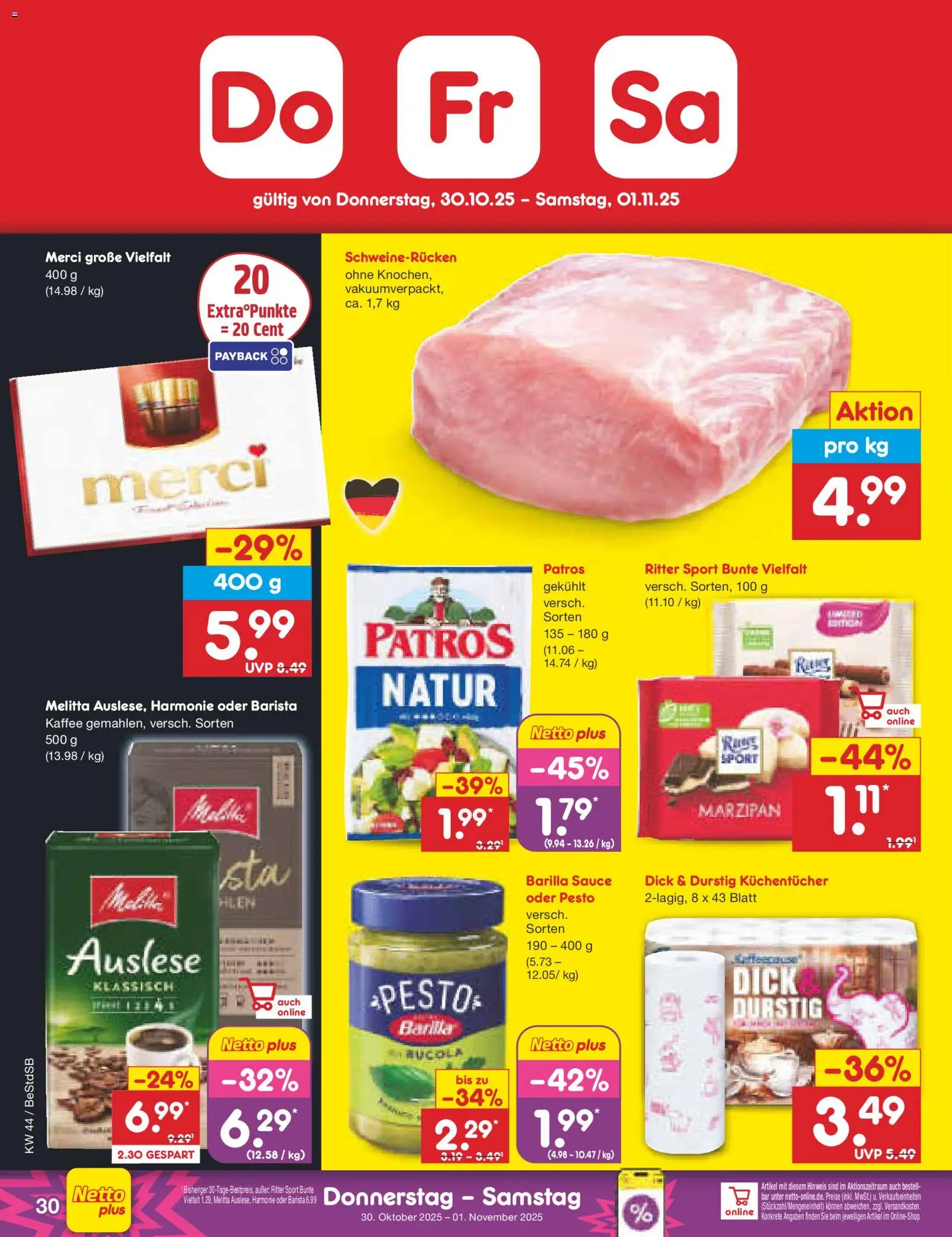 Netto Marken-Discount Prospekt 	 – gültig ab 27.10.2025 | Seite: 34 | Produkte: Melitta, Merci, Barilla, Kaffee