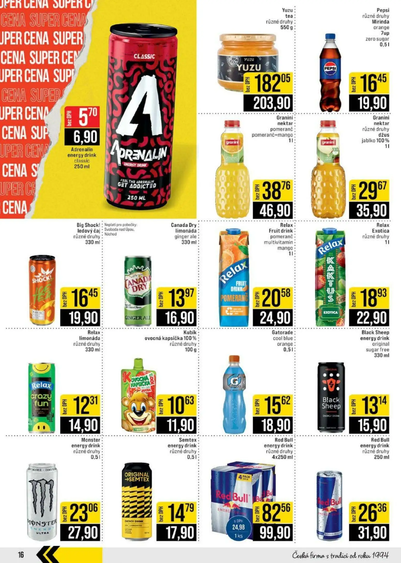 Jip leták - Cash & Carry od 25.02.2026 | Strana: 16 | Produkty: Monster, Limonáda, Čaj, Big Shock