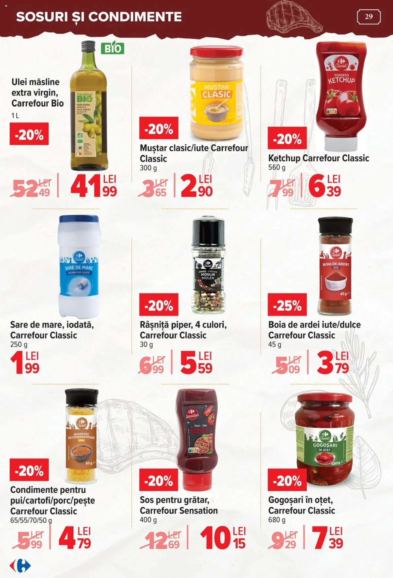 Noul catalog Carrefour – valabil de la 15.04.2026 | Pagină: 29 | Produse: Măsline, Oțet, Ketchup, Sos
