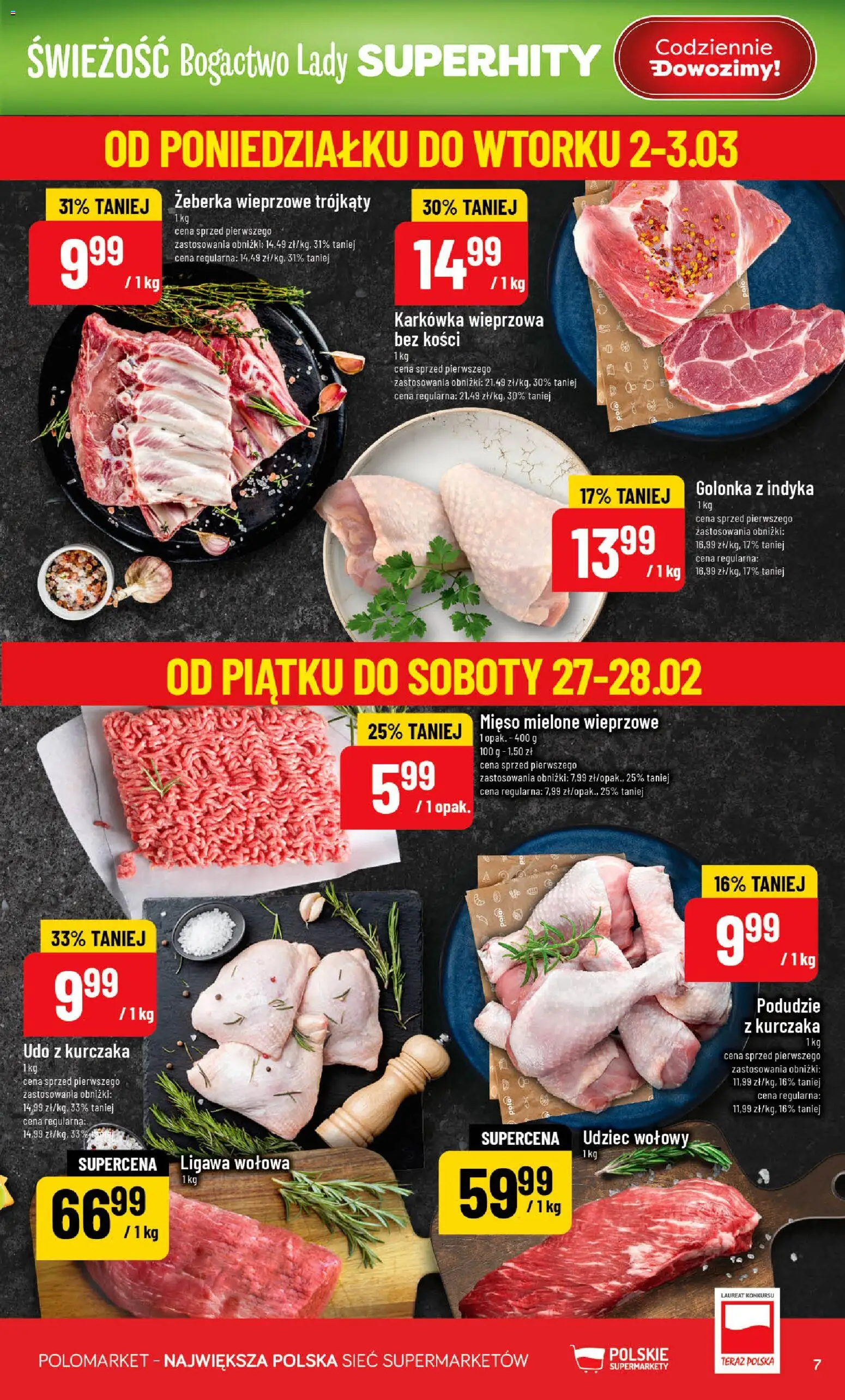 POLOmarket Gazetka od 25.02.2026 | Strona: 7 | Produkty: Karkówka, Karkówka wieprzowa, Mięso, Mięso mielone