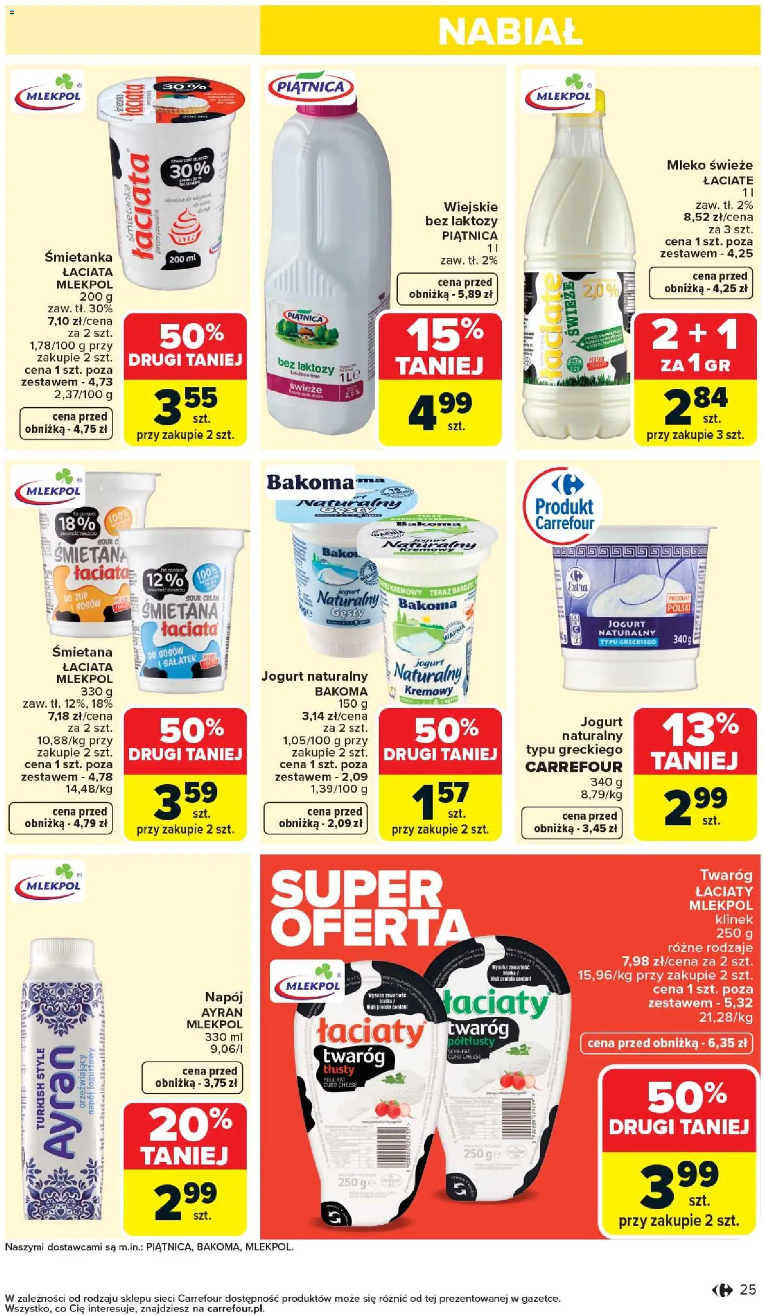 Carrefour gazetka od 07.04.2026 | Strona: 27 | Produkty: Twaróg półtłusty, Bez laktozy, Jogurt naturalny, Jogurt
