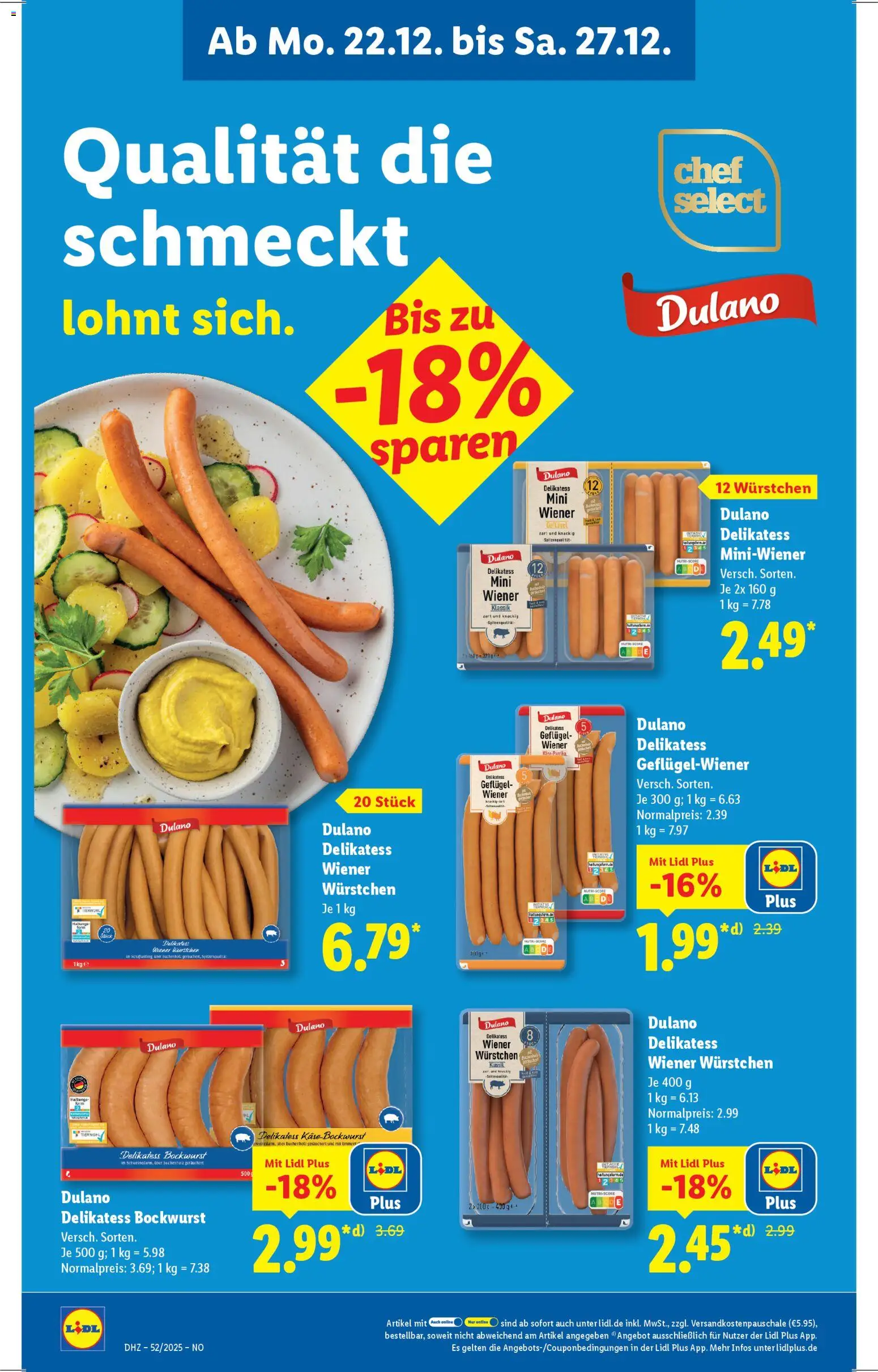 Lidl Prospekt Hohenkirchen – gültig ab 22.12.2025 | Seite: 20 | Produkte: Bockwurst, Wiener wurstchen