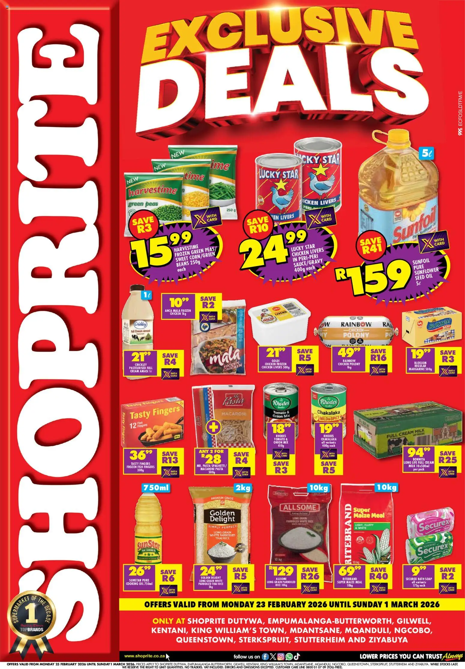 New Shoprite catalogue – valid from 23.02.2026 | Page: 1 | Products: Milk, Rice, Fish, Pasta