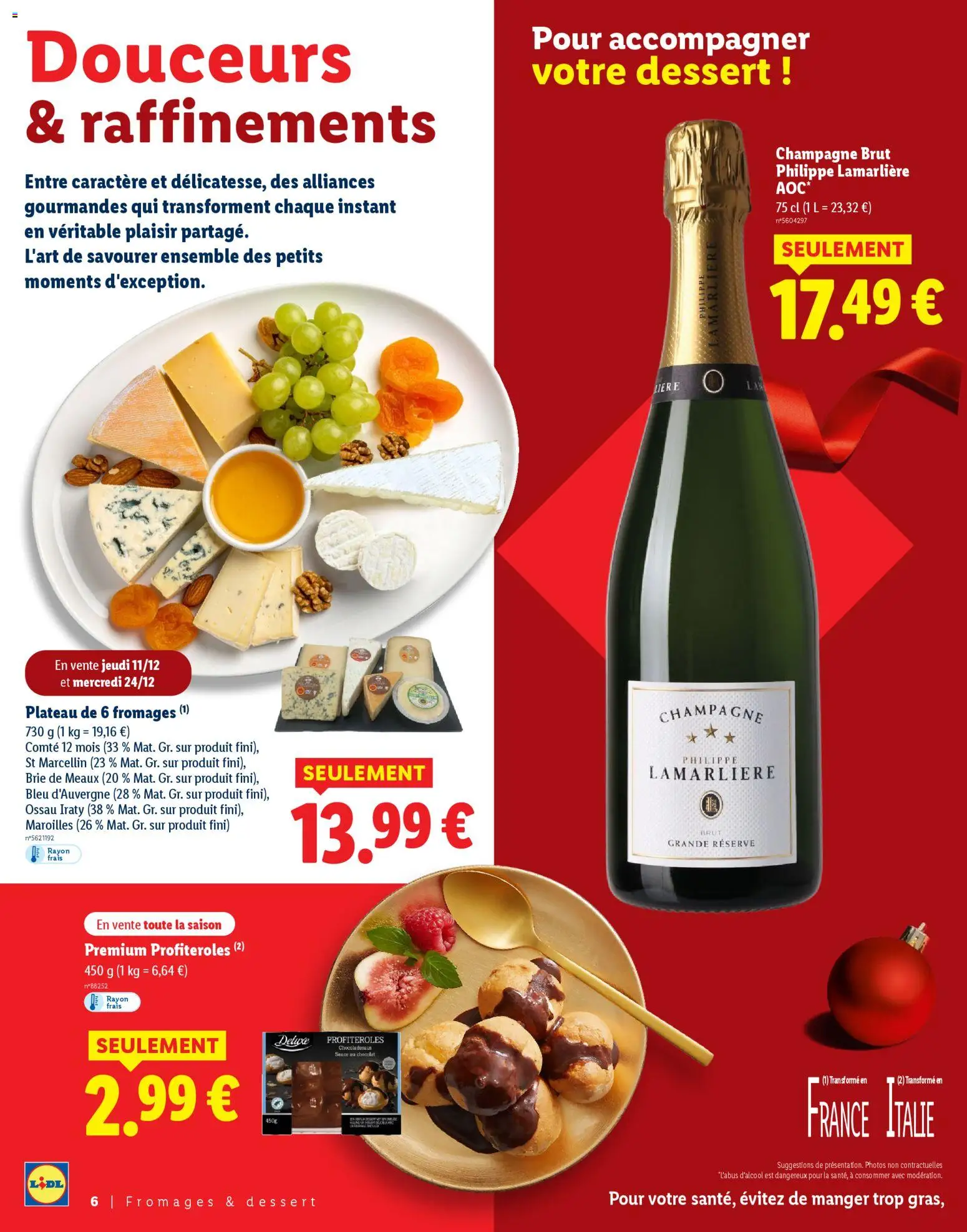 {H1} | Page: 6 | Produits: Plateau, Champagne brut, Chocolat, Brie