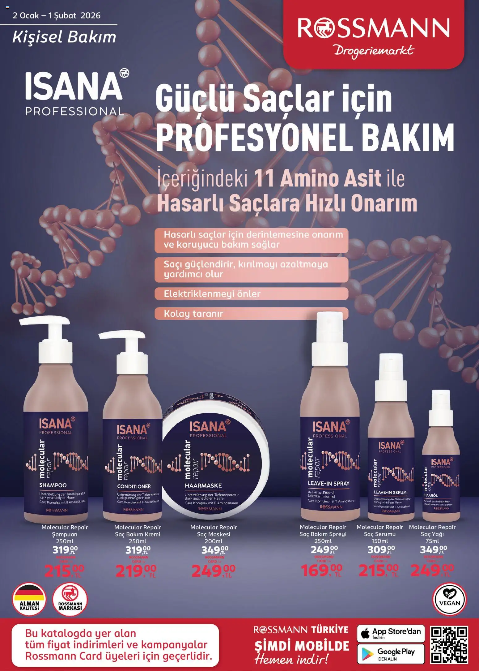 Rossmann Ocak Kişisel Bakım Kataloğu - 02.01.2026 tarihinden itibaren geçerlidir | Sayfa: 1 | Ürünler: Şampuan, Saç maskesi, Saç yağı, Ocak