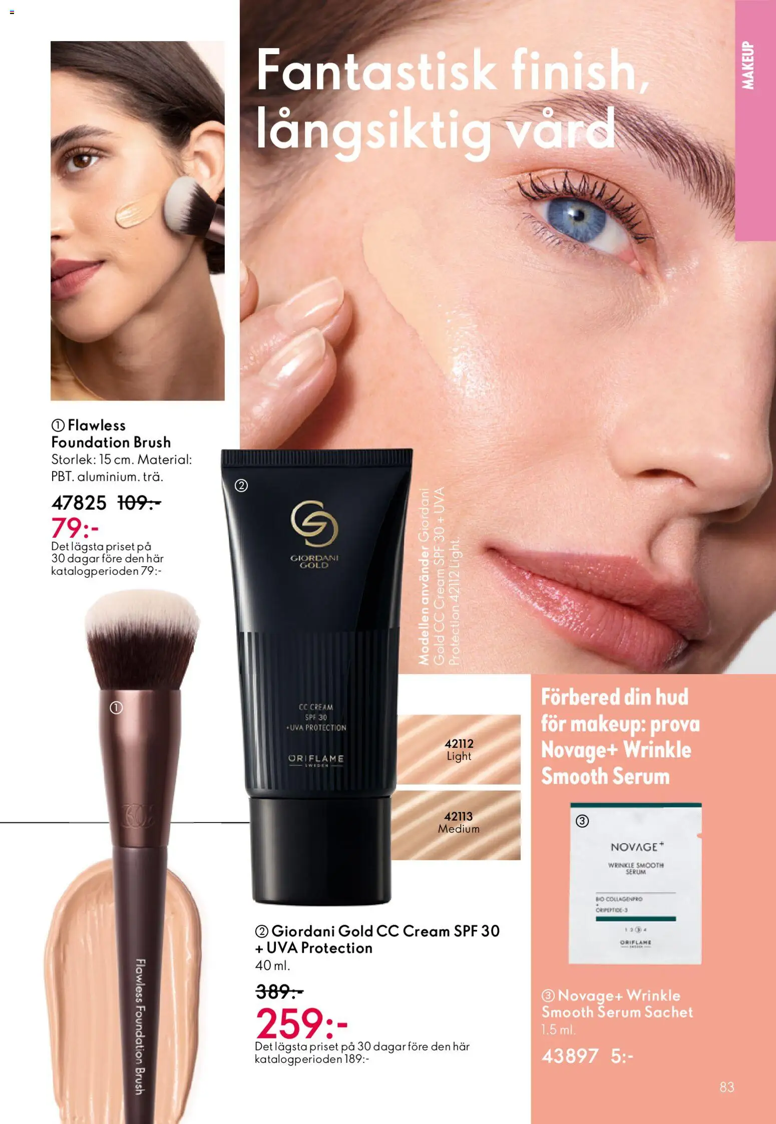 Oriflame reklamblad aktuell från 19.11.2025 | Sida: 83 | Produkter: CC cream, Foundation, Serum