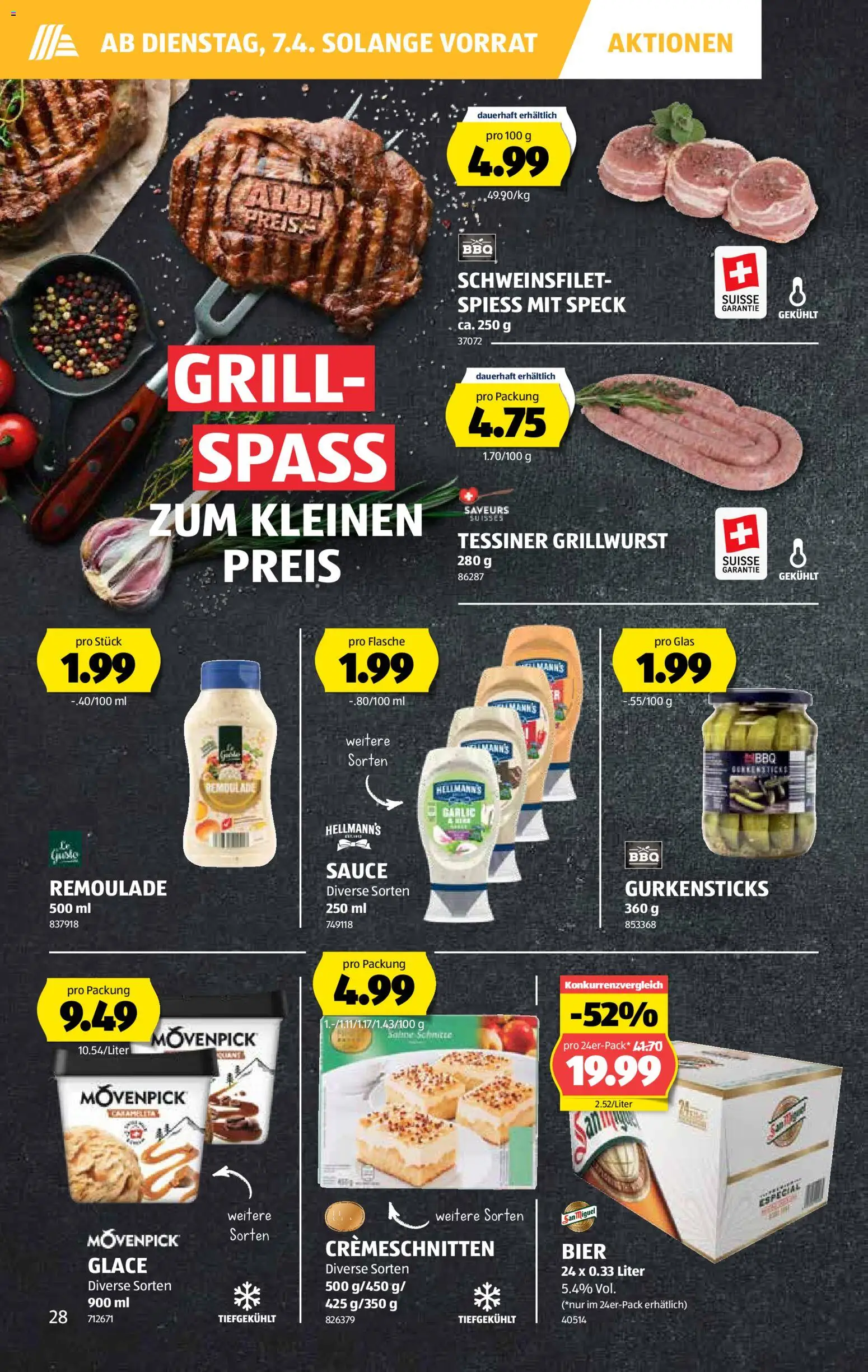 Aldi aktionen – gültig ab 02.04.2026 | Seite: 29 | Produkte: Glace, Bier, Grill