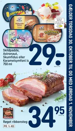 Skildpadde, Astronaut, Skumfidus eller Karamelsymfoni is, Skildpadde flødeis, Astronaut flødeis, Skumfidus flødeis eller Karamelsymfoni flødeis is 750 ml gyldig fra 26.10.2025 | Side: 28